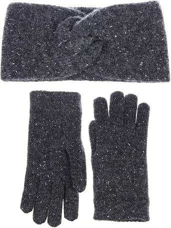 Acessory Necessary Winter Solid Toasty Warm Fleece Lined Knit Gloves & Headband 2-piece Set