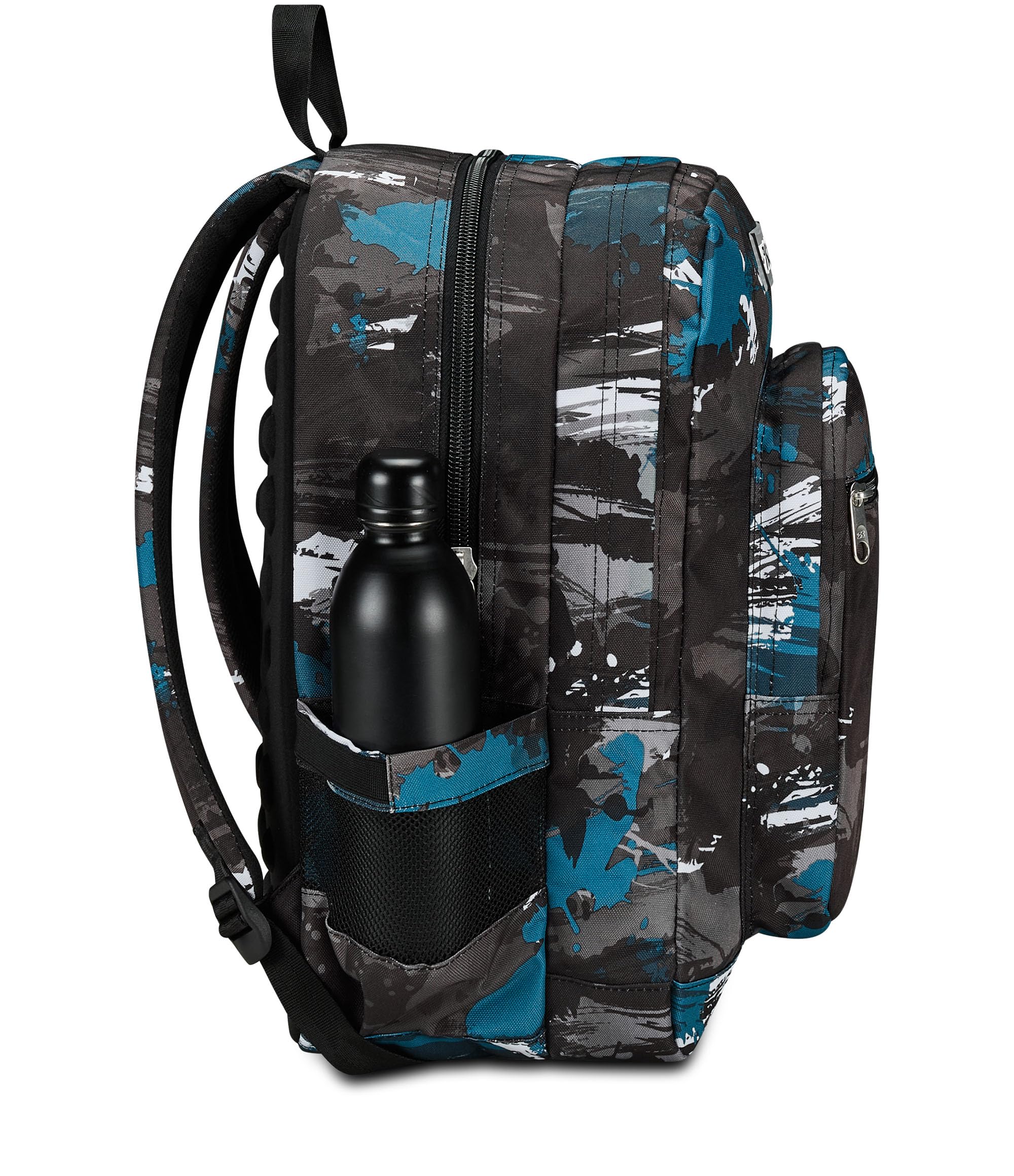 Seven Freethink Zaino Scuola Media e Superiore Ragazzo, 34L, Doppio Scomparto, Tasca PC e Borraccia, Ricarica USB, Nero Verde