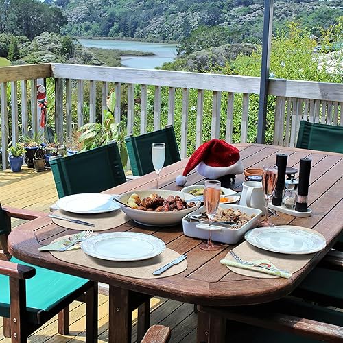 Miniatura 7 de Juego de 4 manteles individuales para mesa de comedor, antideslizantes, resistentes al calor, ovalados de cuero, de doble capa, impermeables,