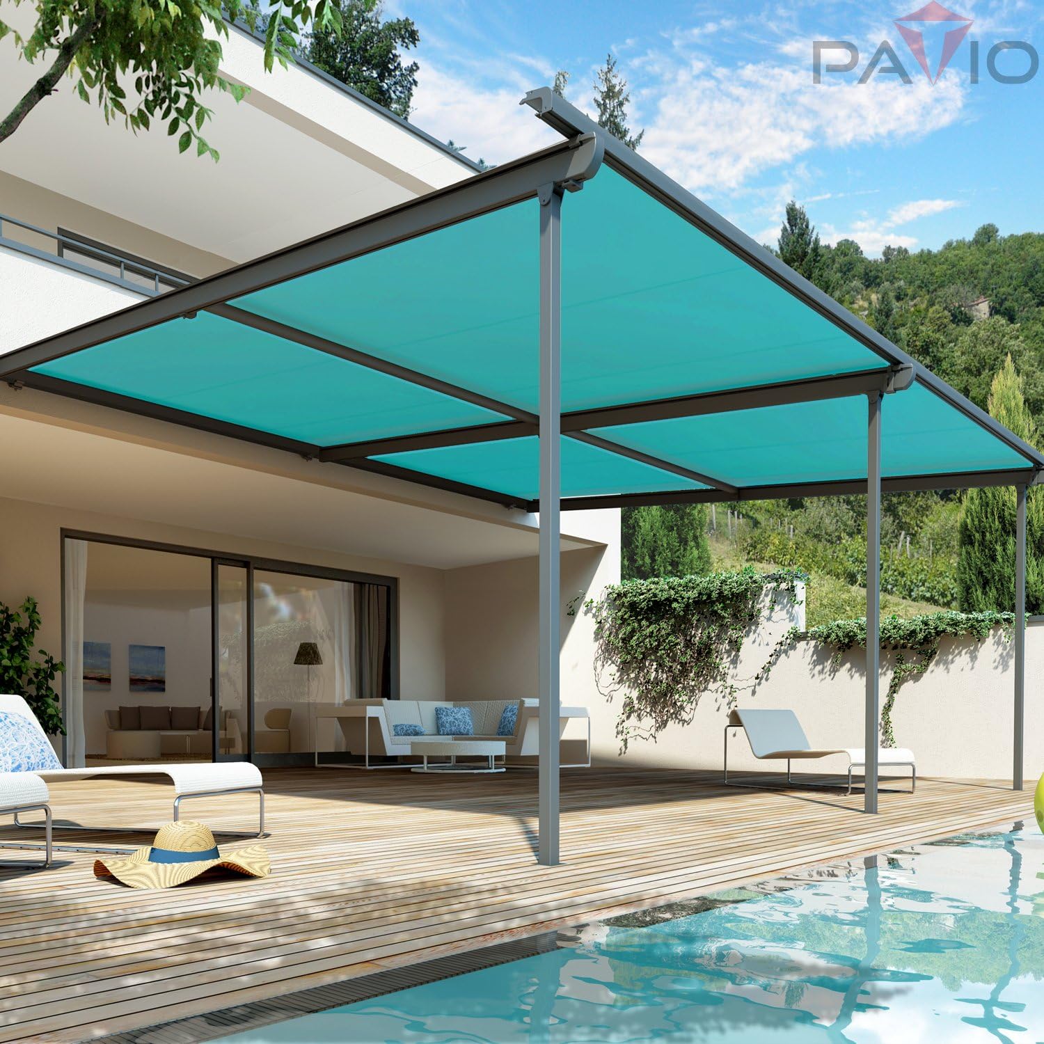 Patio 6' x 15' Sun Shade Fabric Roll 6/8/12 FT Shade Cloth for Patio, Outdoor Mesh Sail Sun Shades Canopy Replacement Pergola Cover for Backyard Deck Porch, Turquoise