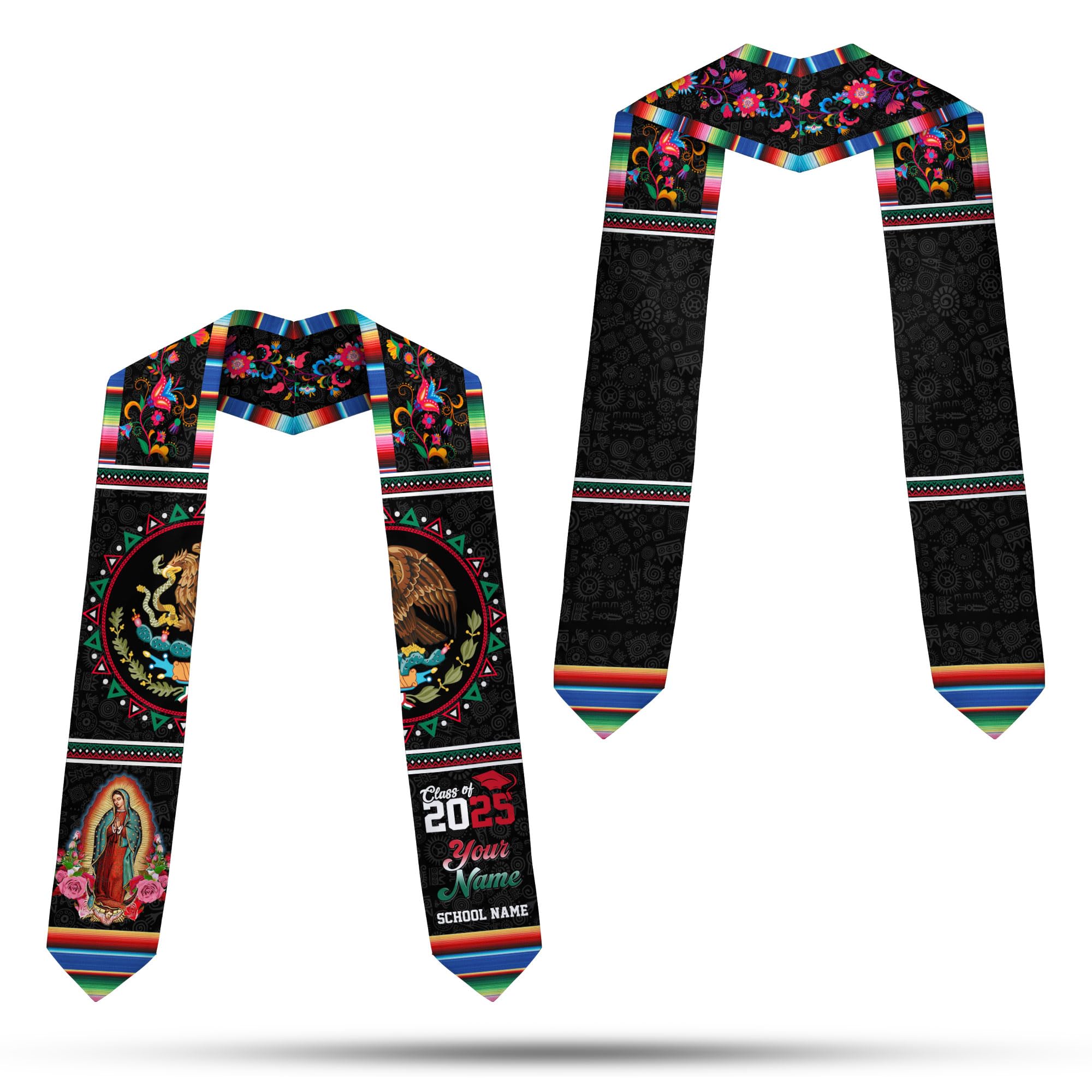 MonkeyVan Custom Mexican Graduation Sash Mexican Flag Graduation Stole Mexican Stoles for Graduation 2025 Mexican Graduation Sash Mxc9