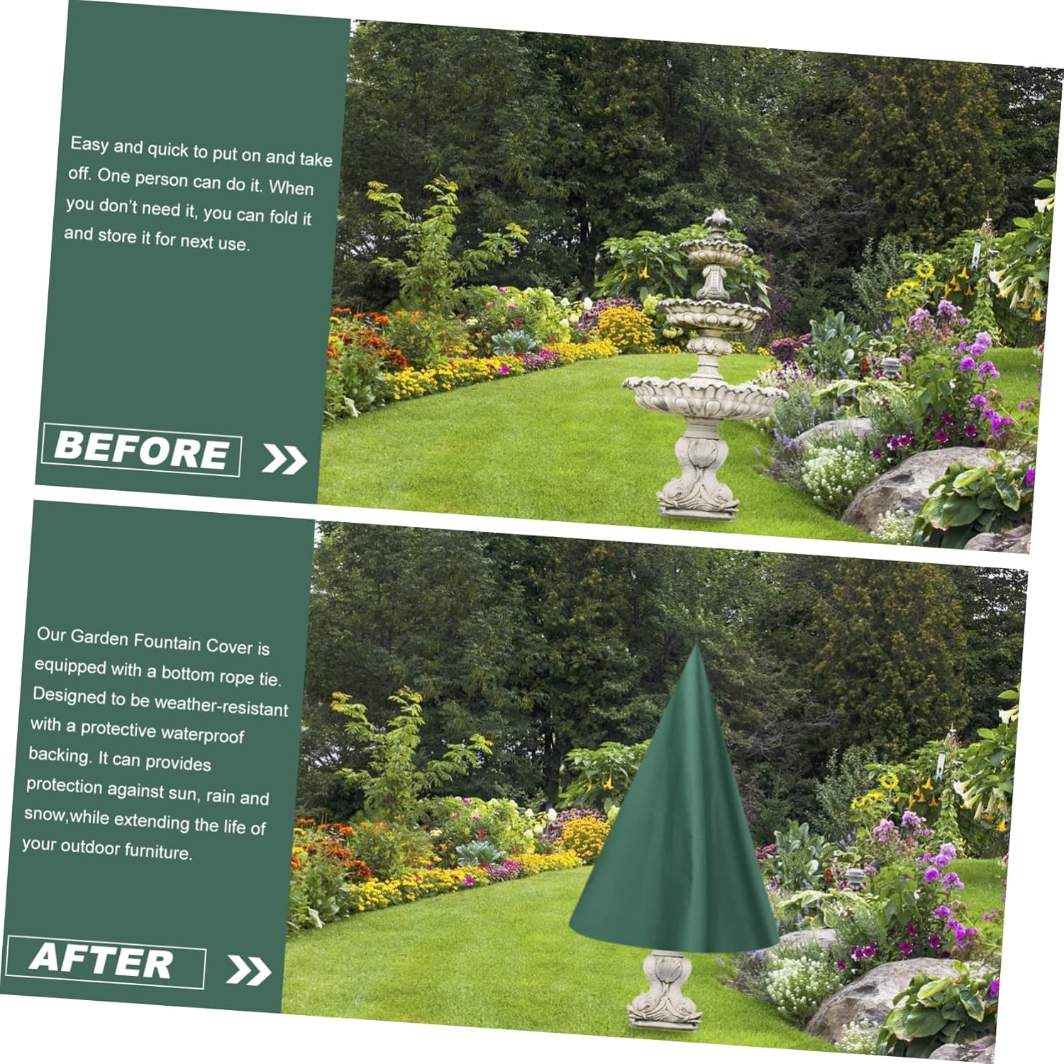 BESPORTBLE Fountain Cover Heavy Duty Oxford Full Coverage Outdoor Fountain Protector Easy to Install Green for Garden Statues and Water Features