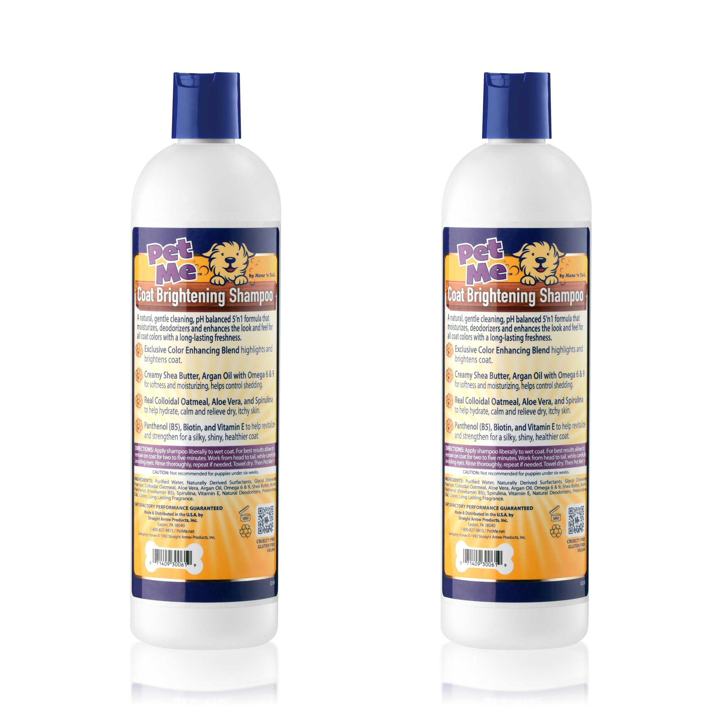 Mane 'n Tail Pet Me Coat Brightening Shampoo with Creamy Shea Butter, Argan Oil and Omega 6 & 9 (2 Pack)