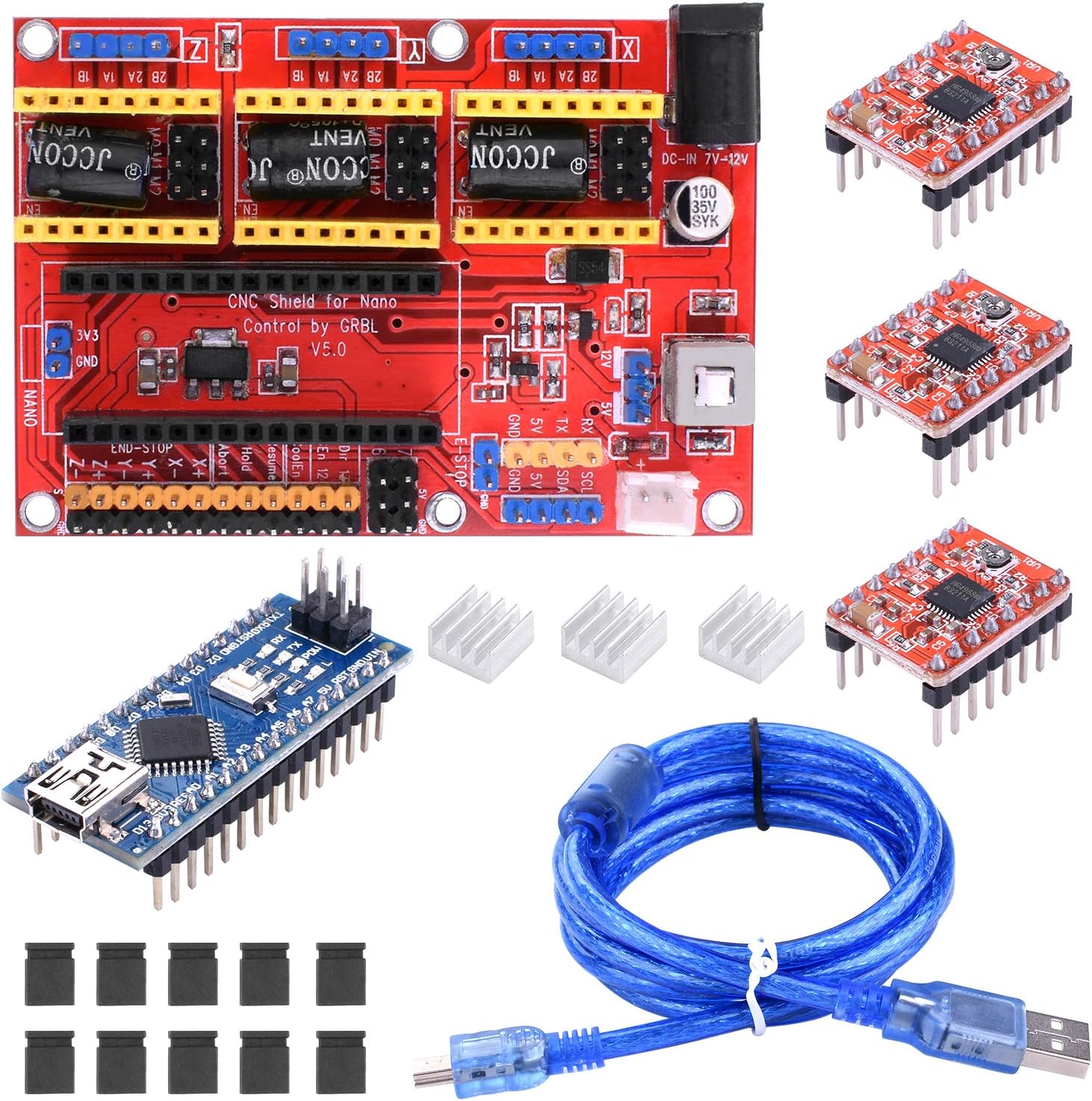 BONROB Nano CNC Engraving Expansion Board w/ A4988 Motor Drivers Heat Sink