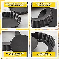 Vista 3 de Tessco 16 Piezas Mini Sartenes para Tartas con Fondo Extraíble Antiadherente Mini Quiche Mini Sartenes para Tartas de Pastel de Molde Lado Estriado