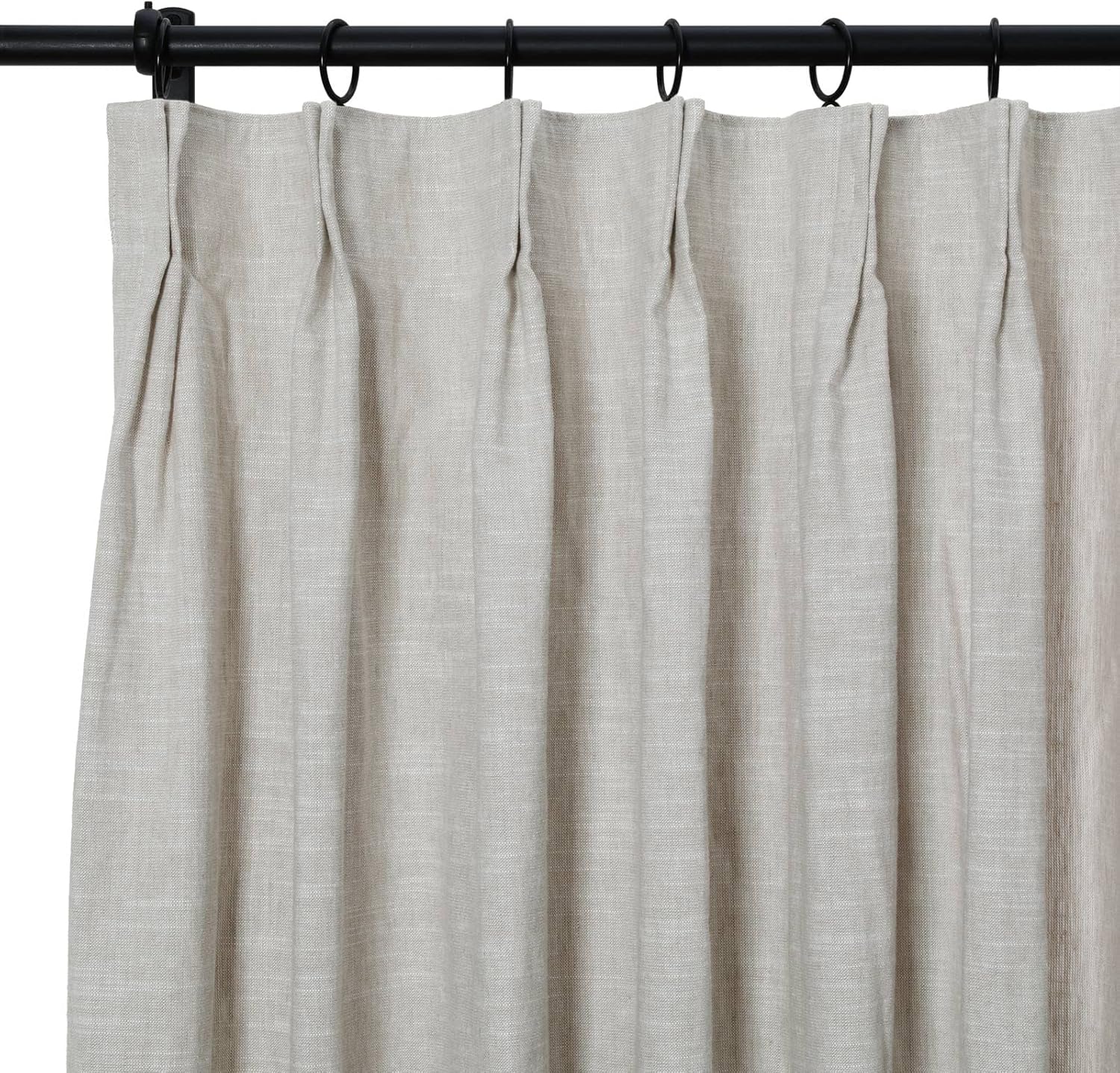 TWOPAGES 52W x 108L Inches Linen Cotton Curtain Heavyweight Breathable Drape Window Treatment, Light Filtering Pinch Pleat Curtain for Living Room Dining Room (Oatmeal, 1 Panel)