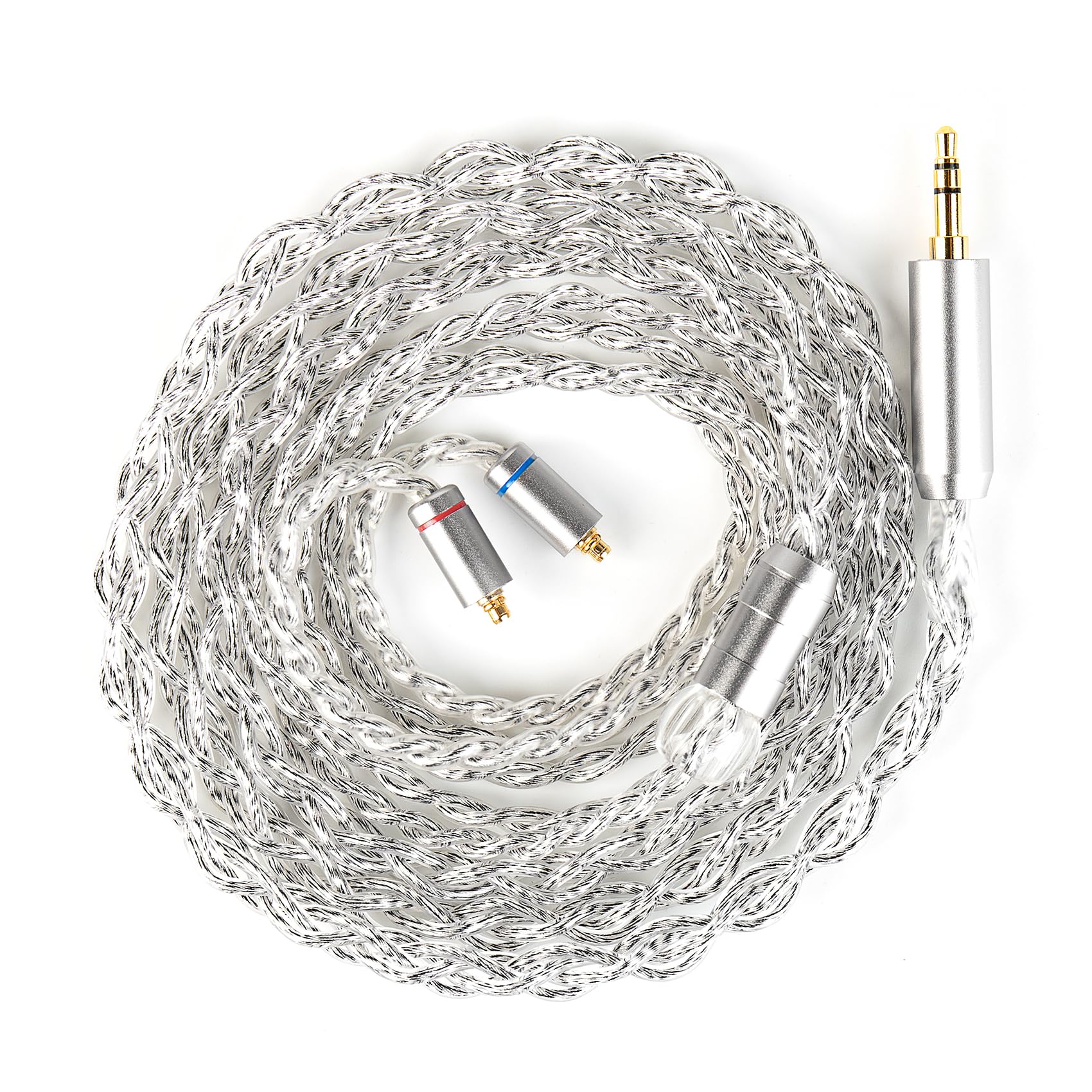 Yinyoo KBEAR Glitter OCC srebrny hybrydowy kabel IEM, 120 cm przedłużacz do Bmaster/7 HZ Timeless/Wes-tone Mach10 (MMCX, wtyczka 3,5 mm, srebrna)