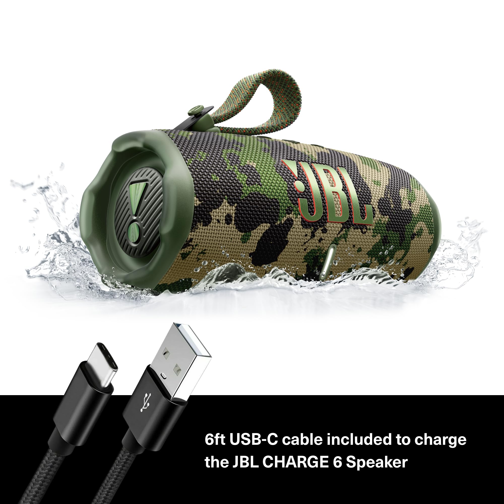 JBL CHARGE6 スクワッド Amazon.com: JBL Charge 6 (Squad) + Bundle with USB-C Braided Cable