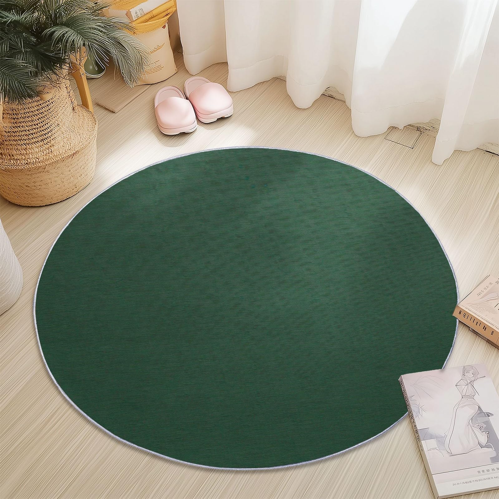 Tapis rond vert de 150 cm antidérapant et simple élégant