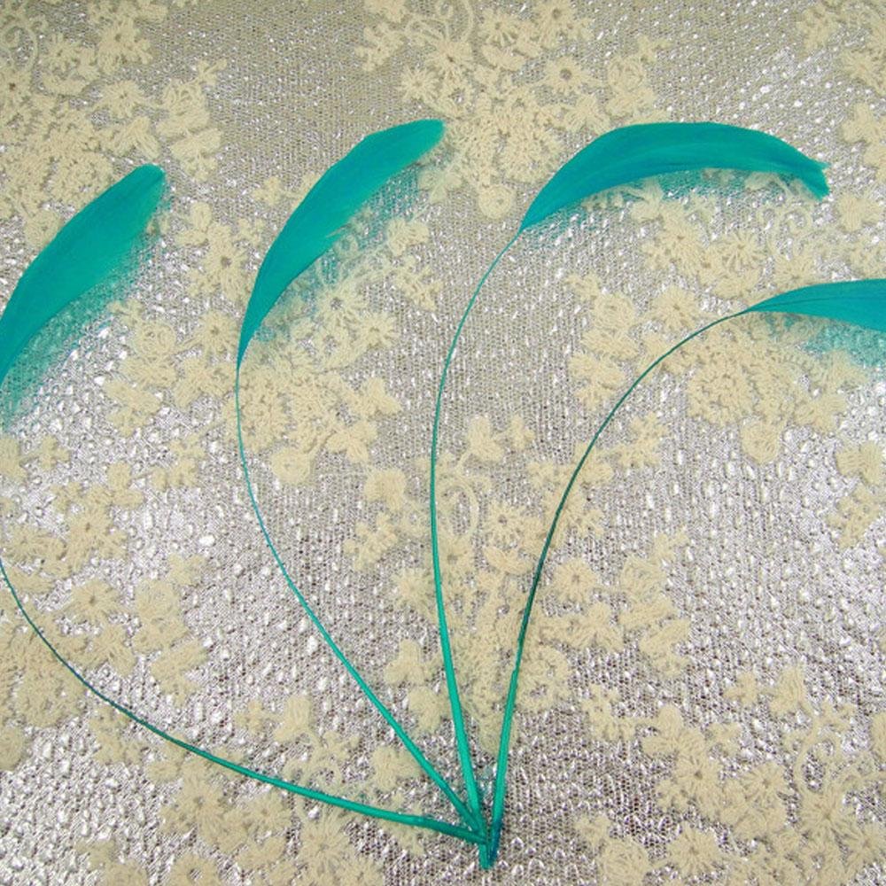 69 Colours Choices 5/7" Loose Stripped Coque Feathers for Millinery Hats Trimming Fascinators Craft Decorating Dancing Costume Making (Peacock #69, 10pcs) — image 1