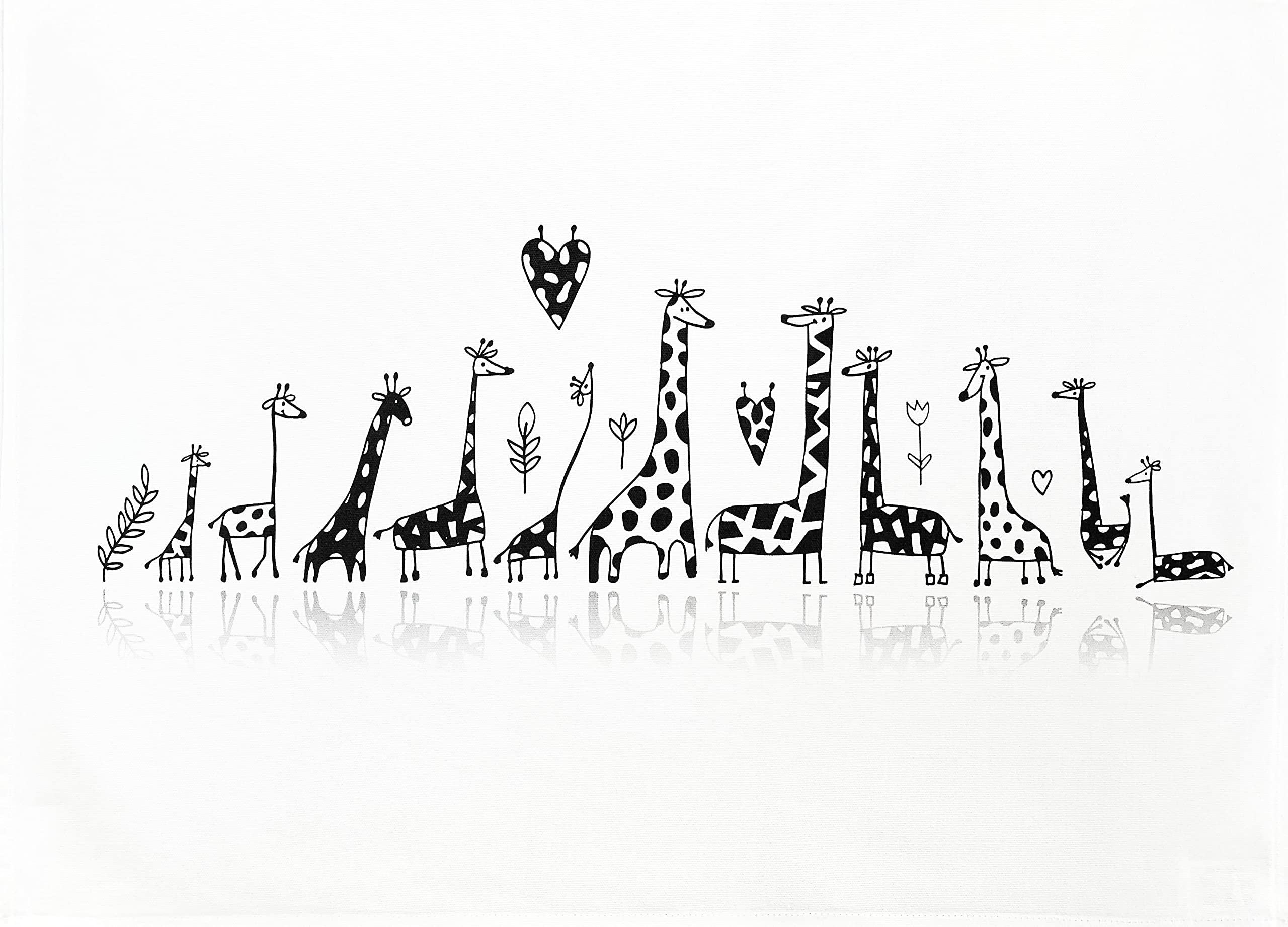 Half A Donkey White Love The Giraffes - Large Cotton Tea Towel
