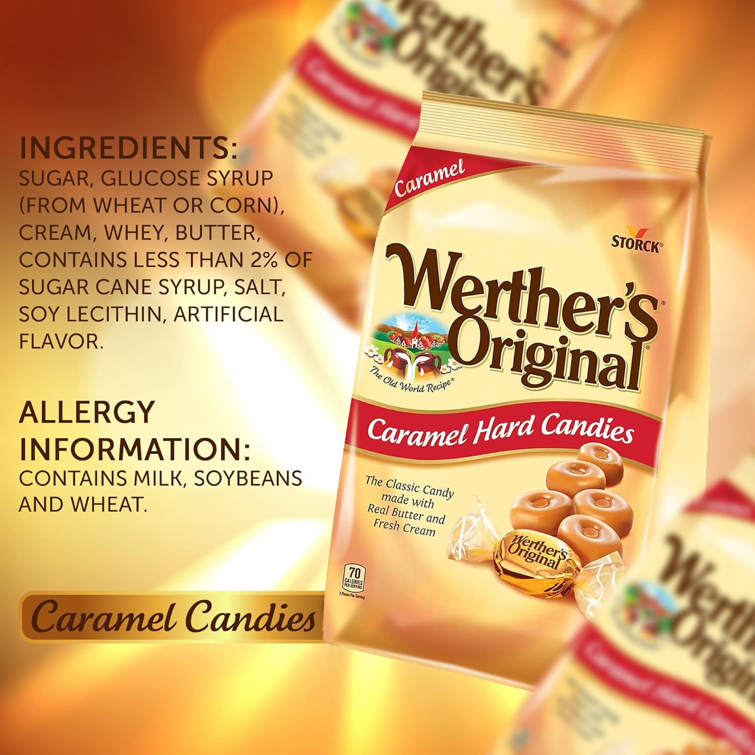 MSM Products- Werther's Original Hard candy -2 pack Caramel Candy Individually Wrapped- Weighs 2.47 pounds each–ideal for any occasion (2)