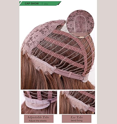 Miniatura 8 de EALGA Pelucas de encaje frontal rosa para mujer, cabello sintético largo natural ondulado pelucas de encaje para mujer, peluca de cabello rosa para