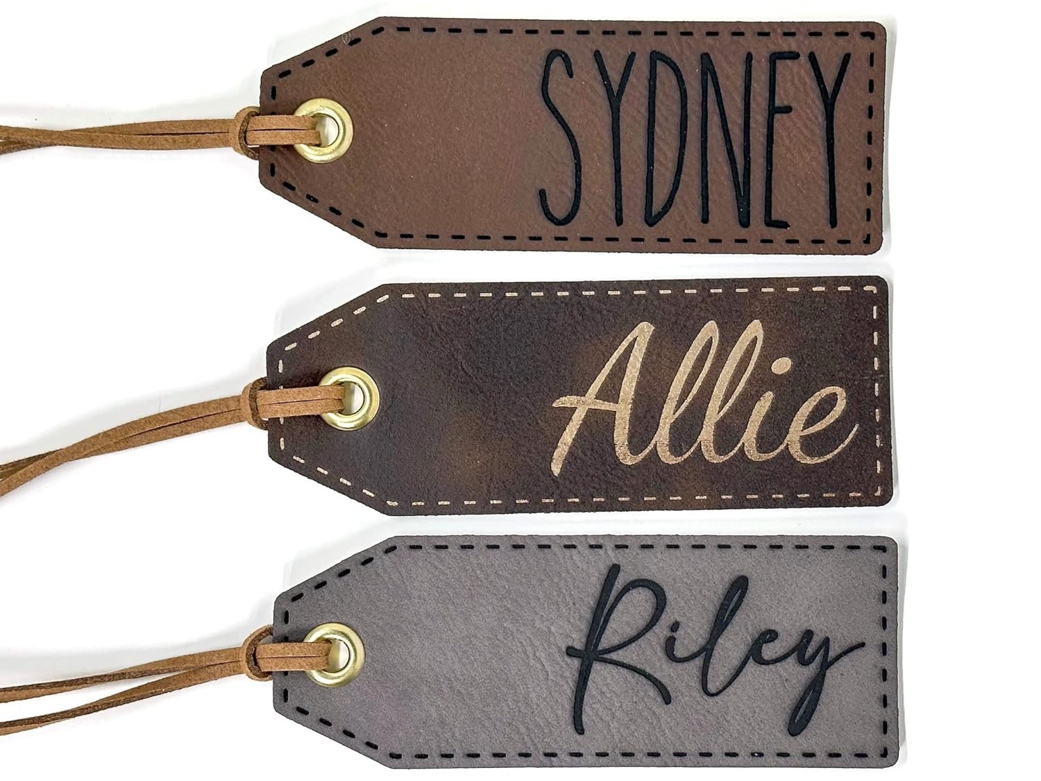 Personalized Christmas Stocking Tags, Faux Leather