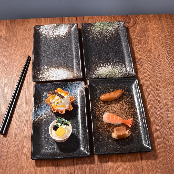 Platos Cerámicos Rectangulares para Sushi Set de 4 miniatura 2