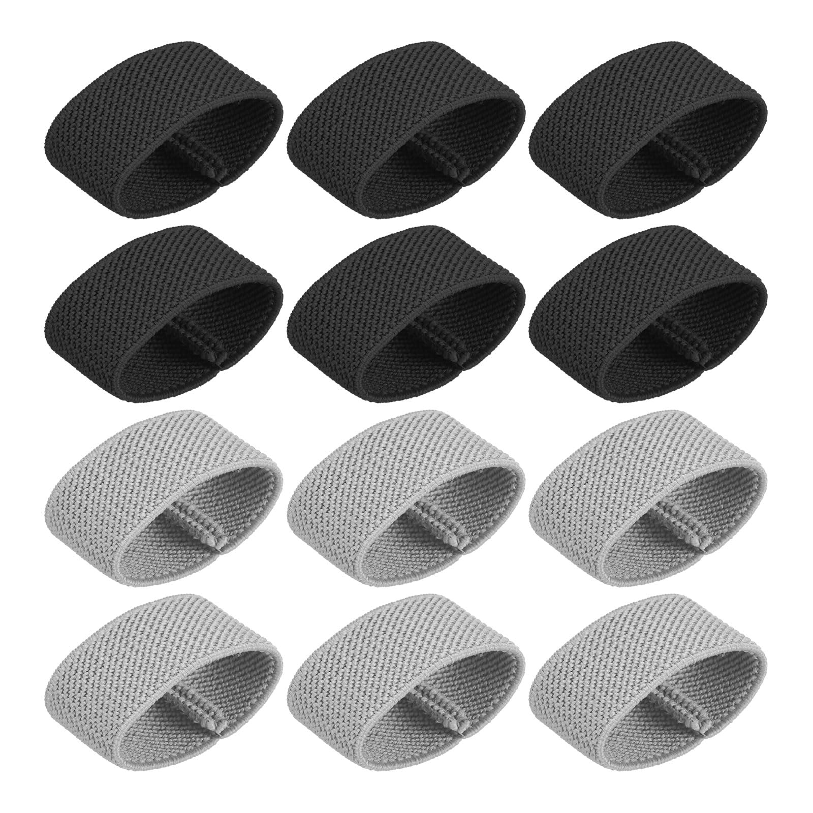 TIXIPEM 12PCS Elastic Belt Keepers Strap Organizers 1.57in Black/Gray