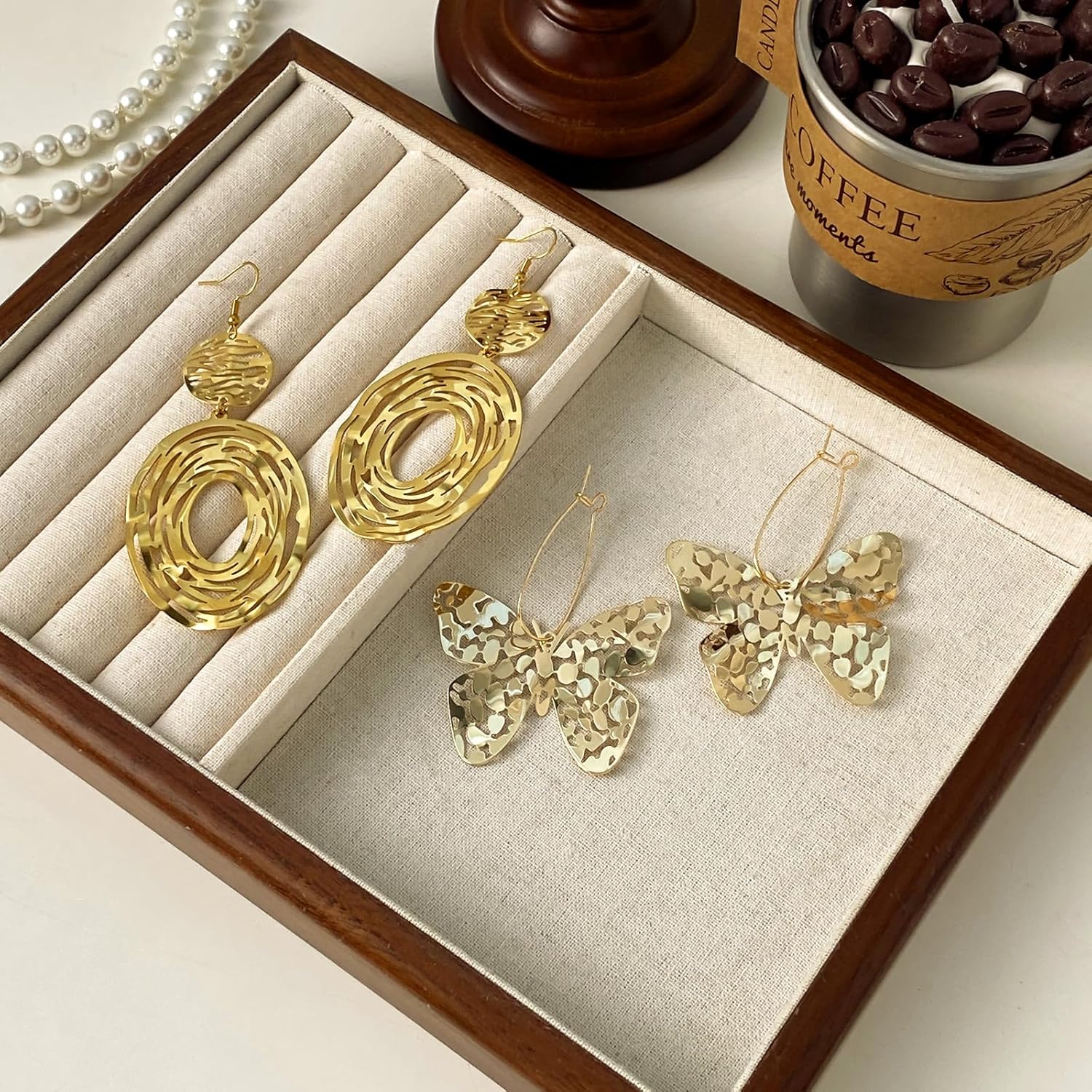 Large Gold Earrings, Big Earrings for Women, Long Dangling Bohemian Earrings, Gold Drop Earrings, Handmade Trendy Geometric Fish Hook Statement Earrings - Image 7