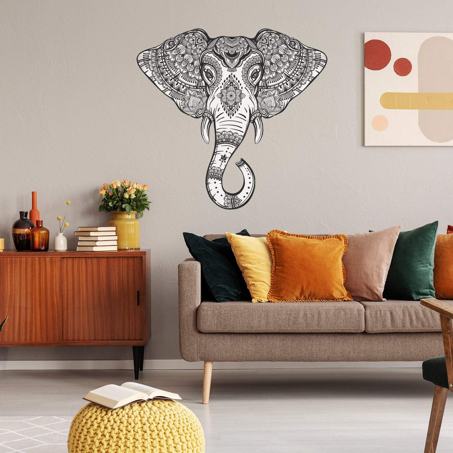 Vinile Parete Tribale Elefante Sticker Due Colori Saggio ricchezza Animale Ornamenti Arte Decalcomania Indiano Feng Shu murale + Gratis Casuale Decal Regalo!