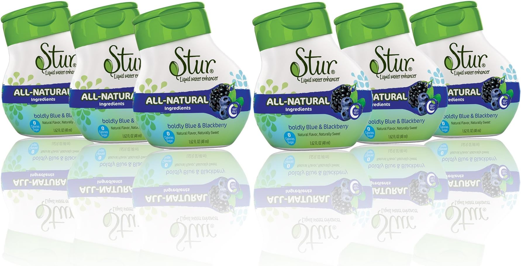 Stur Blue & BlackBerry Flavour (6 Pack) - 144 Servings - Makes 28 litres of Drink High in Vitamin C. All Natural Stevia Water Enhancer. Perfect for tap, Bottled and sodastream Water.