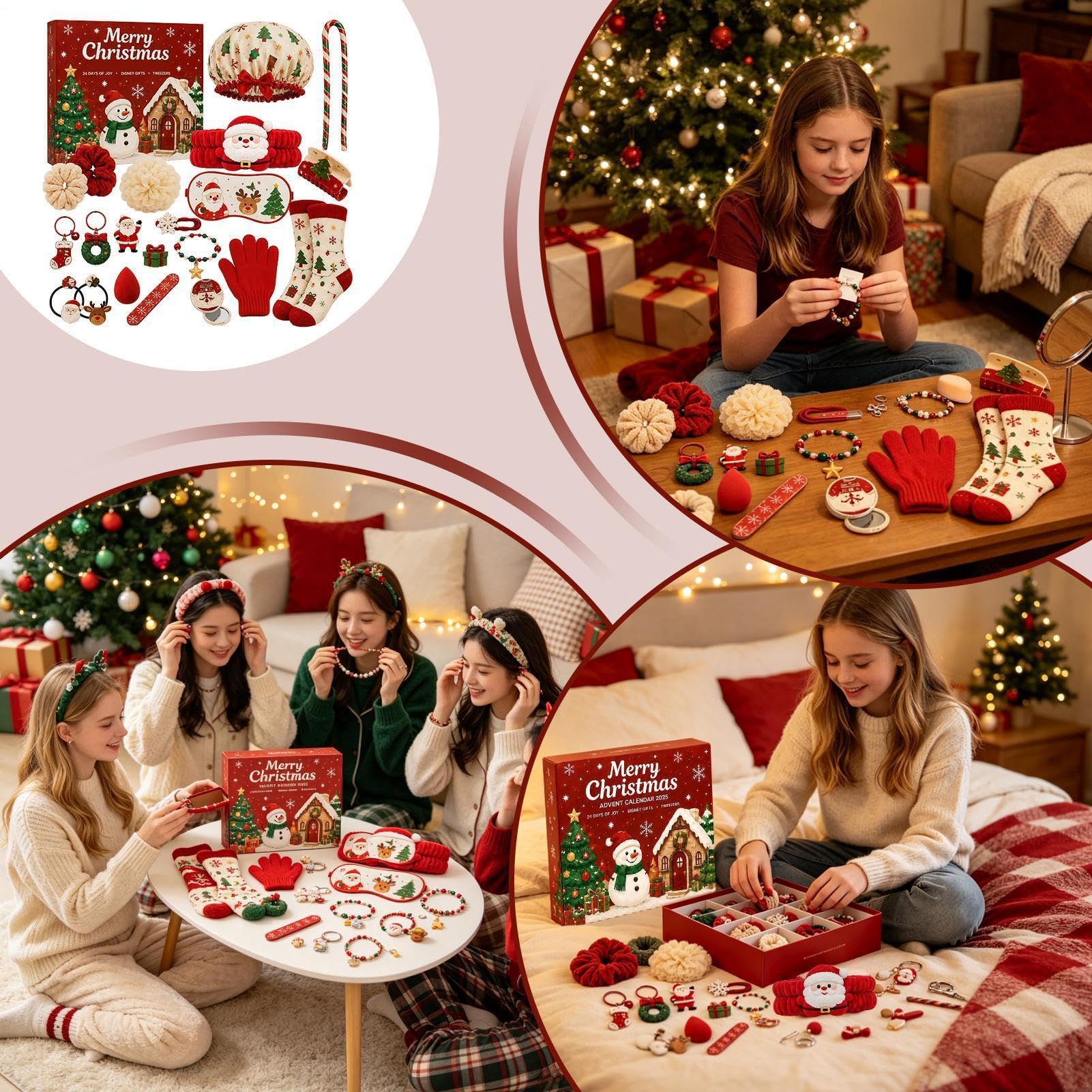 Countdown To Christmas Calendar Santa Bransoletki Akcesoria do włosów
