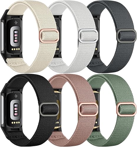 Maledan Correa deportiva compatible con Fitbit Charge 5 bandasFitbit Charge 6 bandas para mujeres y hombres, correa de nailon tejida suave y
