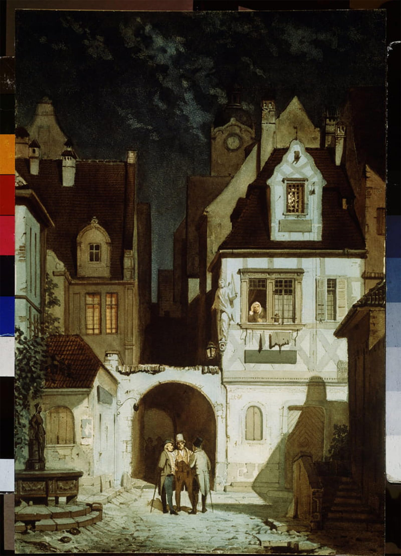 SERENDIPITP Aesthetic Poster Photo Wall Print Retro Picture A corner of a German town at moon light by Carl Spitzweg Modern Wall Artwork for Home Decor 60x90cm