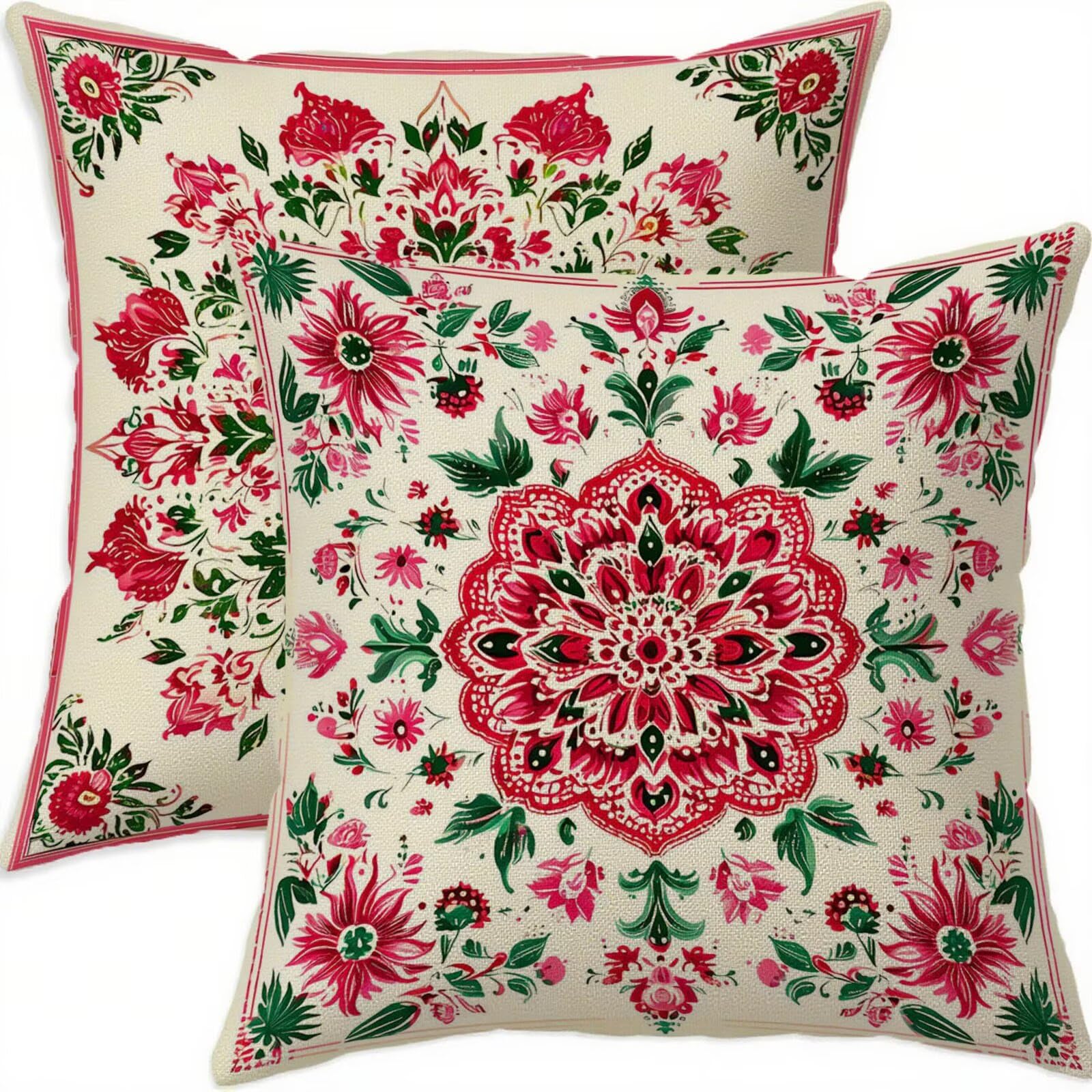 Housse coussin 60x60cm lin vintage rose avec zip invisible premium