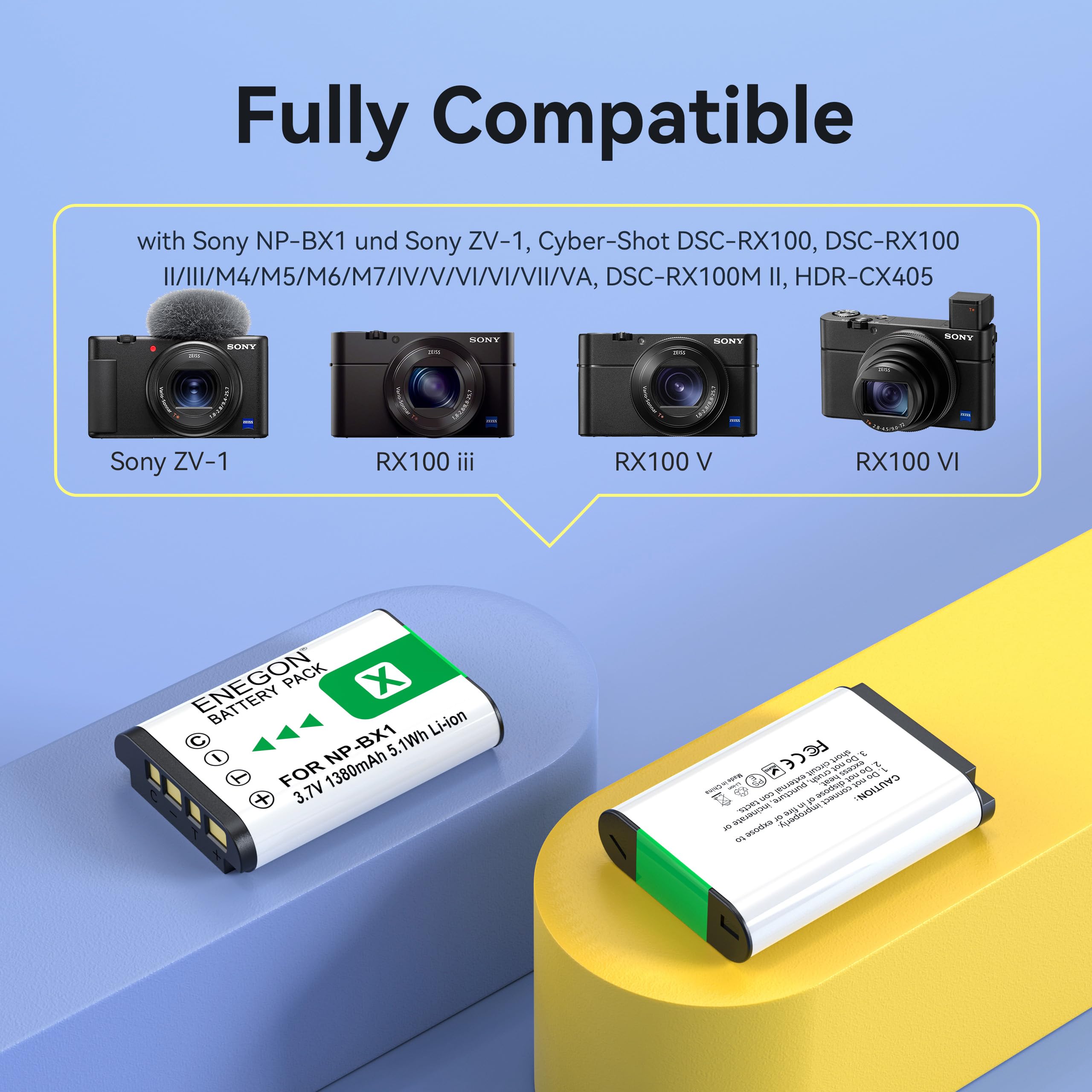 Sony Rx100 Ii NP-BX1 Replacement Battery 3-Pack With Charger For