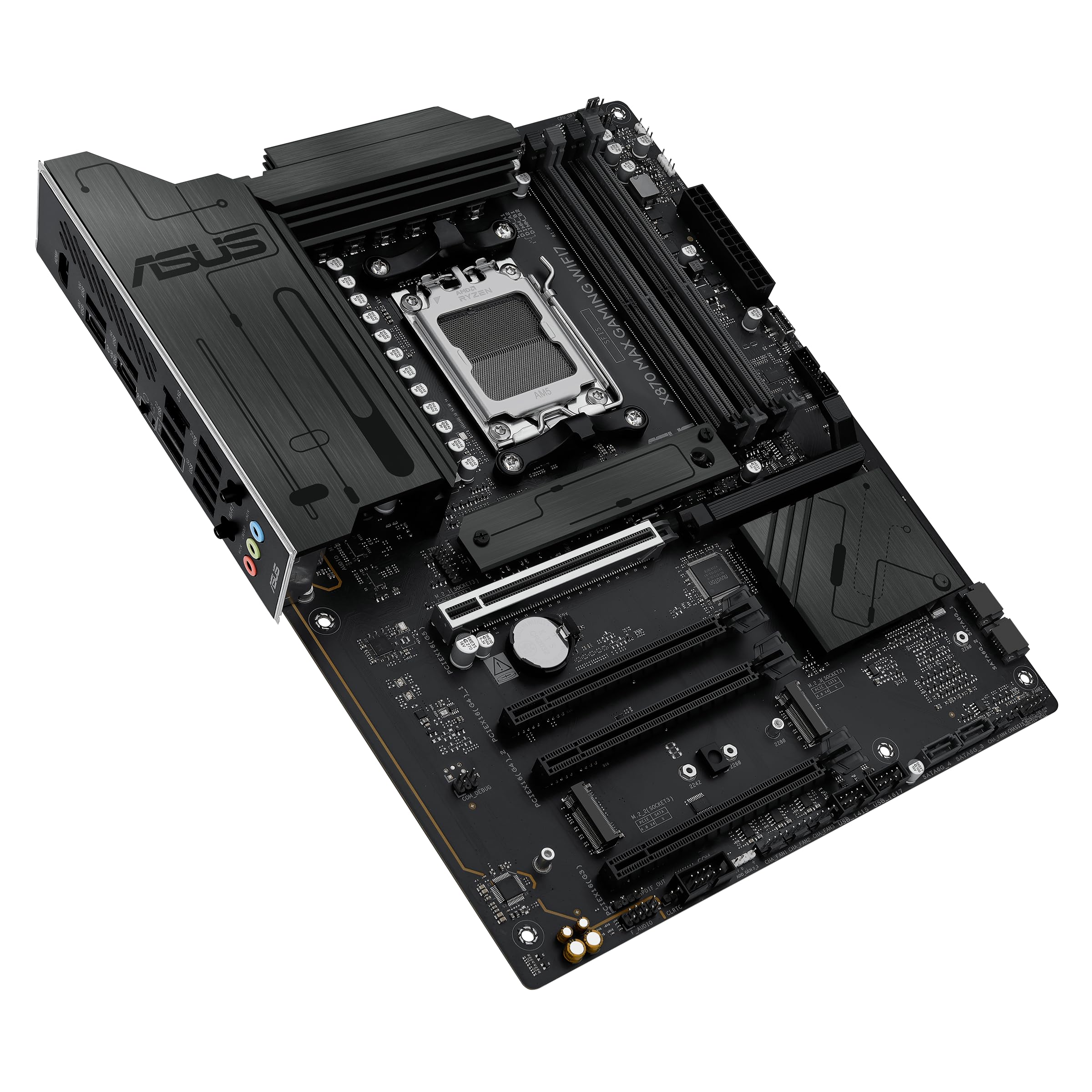 ASUS Scheda madre X870 MAX Gaming WIFI7 AMD AM5 ATX, 12+2+1 DrMOS 80A, DDR5, PCIe 5.0 x16 Q-Release, 3X M.2, Wi-Fi 7 Q-Antenna, 2.5Gb LAN, USB4® Type-C®, USB-C® 20Gbps, BIOS Flashback™, Aura Sync