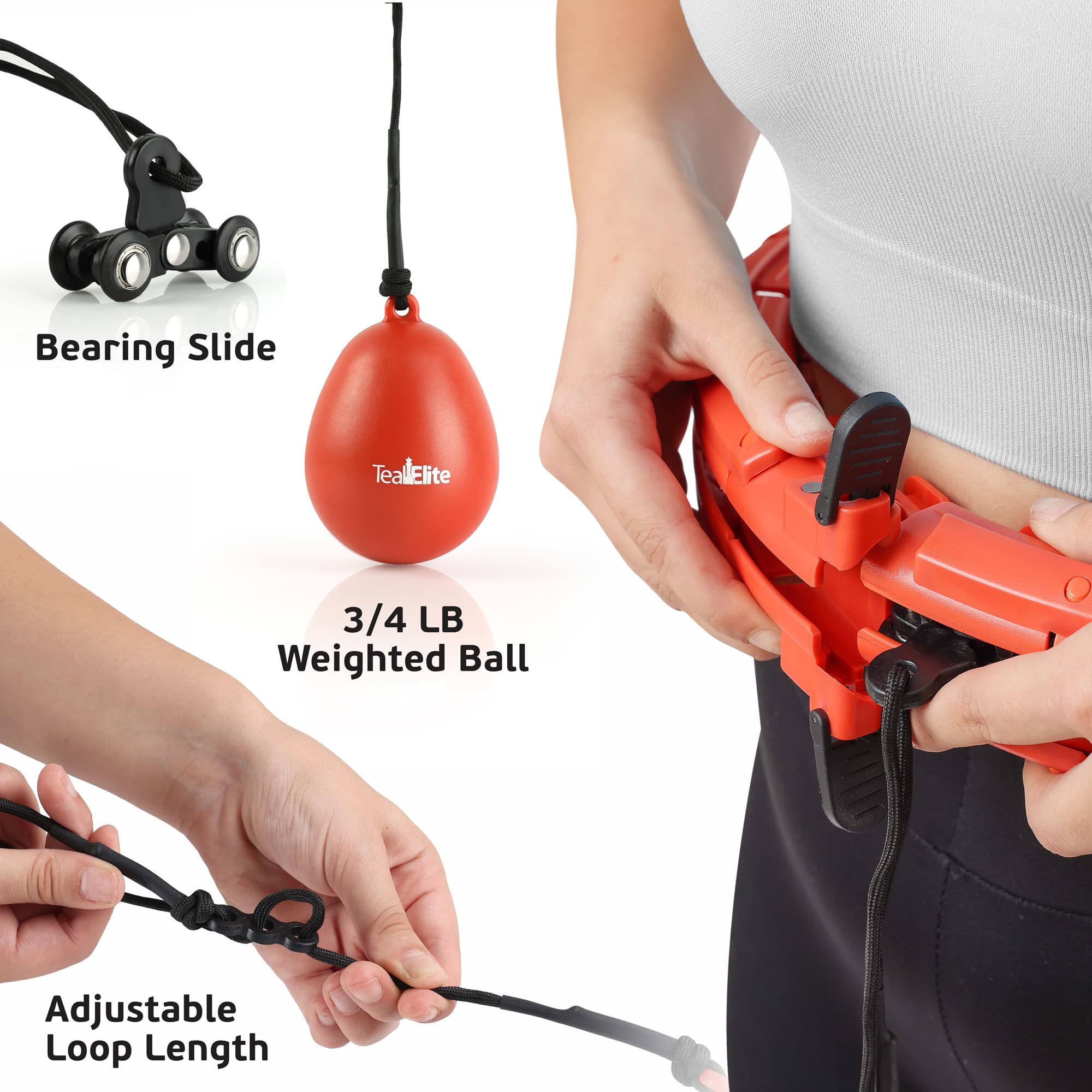 Teal Elite Hula Hoop lesté intelligent pour adultes - Entièrement réglable avec 24 nœuds amovibles - 2 en 1 - Massage abdomen - Rouge