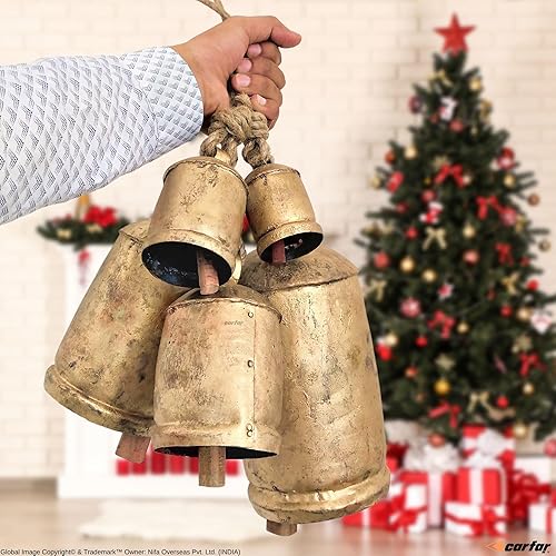 Miniatura 3 de Shabby Chic - Juego completo de campanas de estilo rústico vintage de estilo rústico hechas a mano con armonía de metal grande para Navidad (1, 5