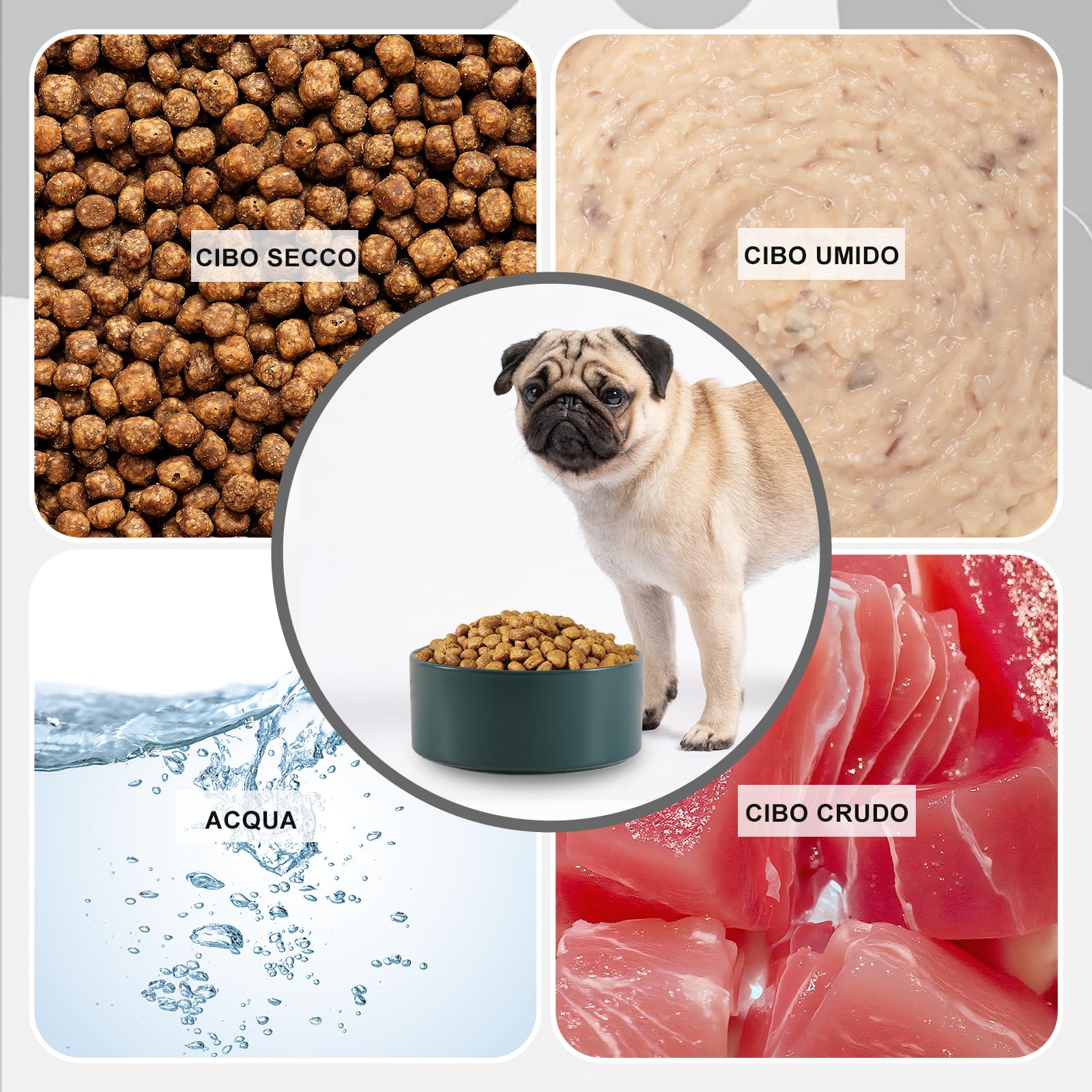 Ceramica Ciotola per Cani Antiscivolo - Scodella Cane per Taglie Piccole e Medie - Ciotola Acqua Gatto per Gatti Grandi- Scodella per Acqua e Cibo - Set da 2 ciotole - 15 cm - 320g / 720 ml - Verde