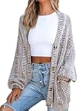 CUPSHE Women's Oversized Cardigan Sweater Open Front 2025 Fall Long Sleeve Chunky Knit Button Loose Outwear with Pockets