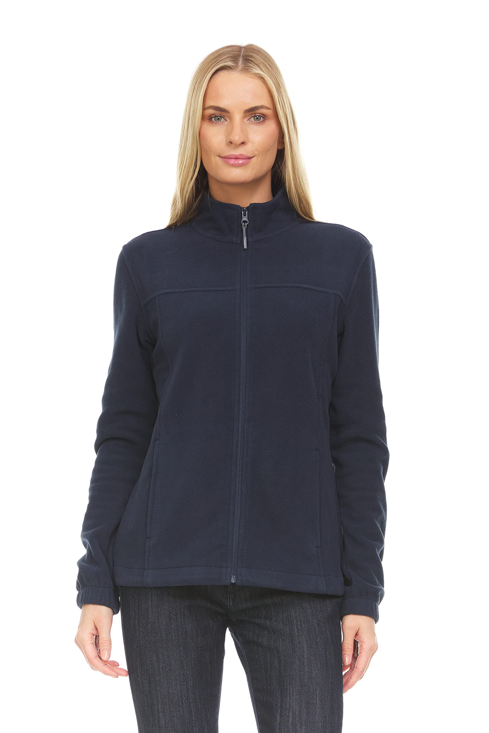 Swiss AlpsWomens Lightweight Full-Zip Polar Soft Fleece Jacket Long-Sleeve Outdoor Coat with Pockets for Fall Winter