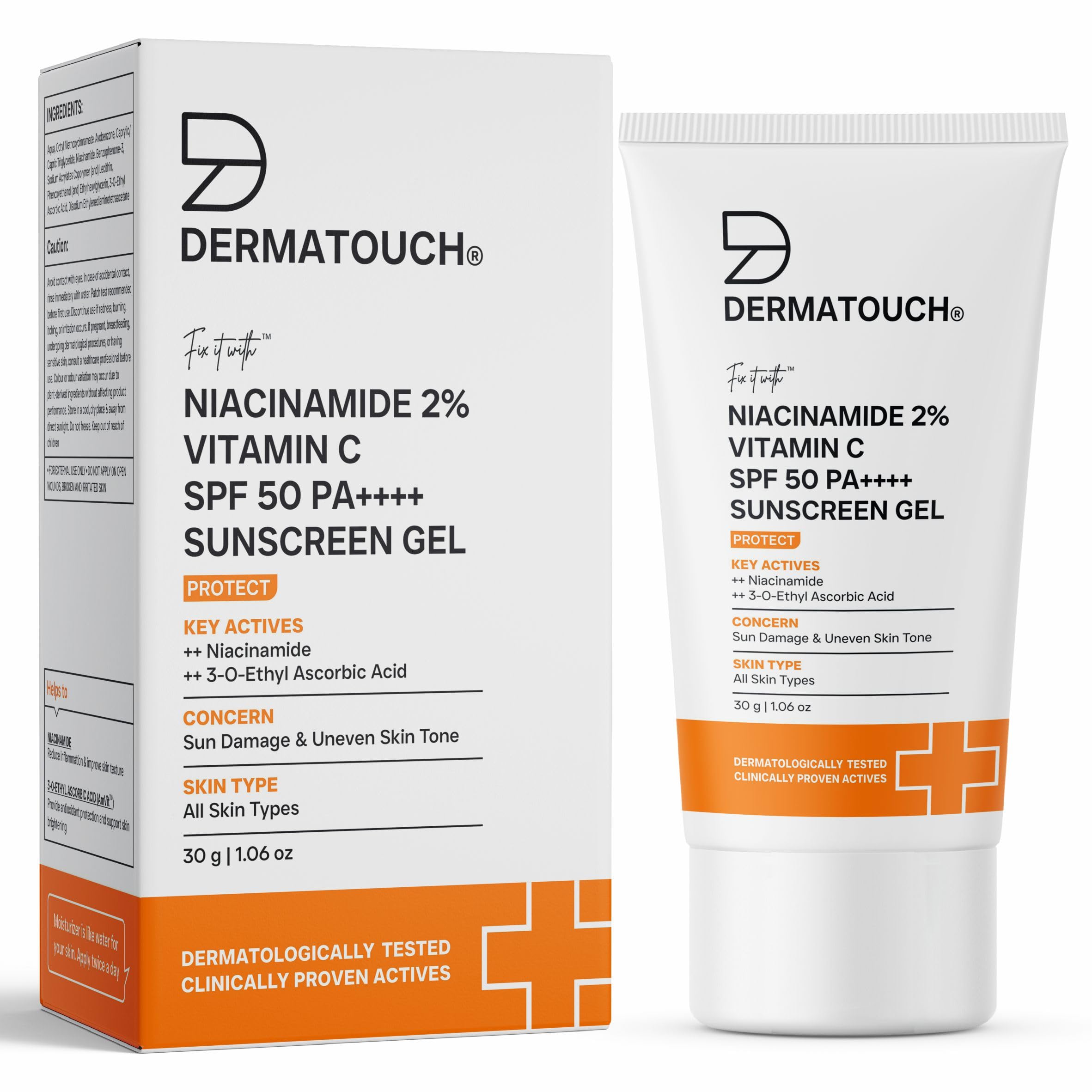 DERMATOUCH Niacinamide 2% Vitamin C Sunscreen for glowing skin | SPF 50+ PA ++++ | Quick Absorbing | Zero White Cast | 30g-picture-17