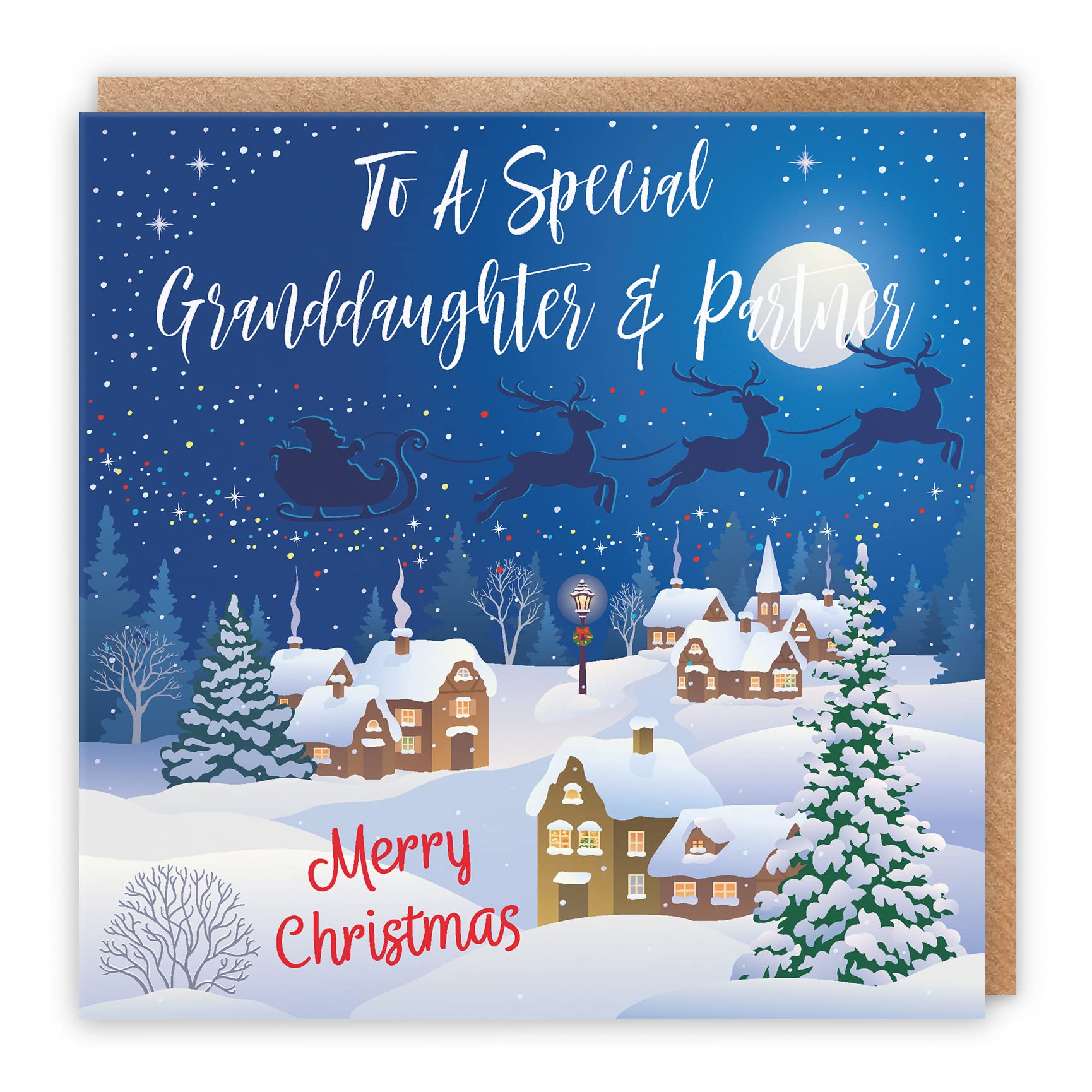 Hunts England - Granddaughter And Partner Christmas Card - To A Special Granddaughter & Partner - Merry Christmas - Winter Wonderland Collection - Fun Card
