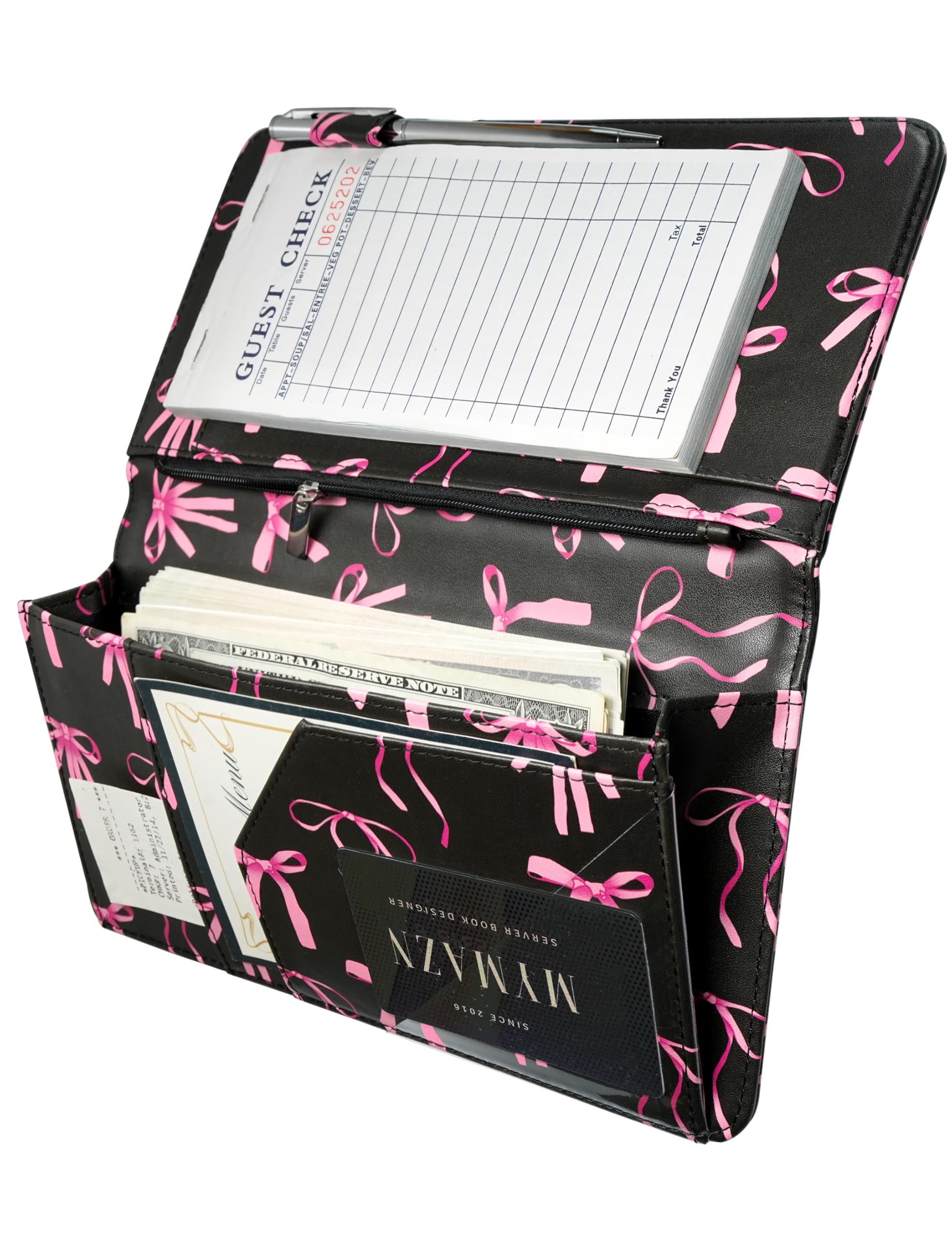 Server Book with Zipper Pocket and Magnetic Closure Server Booklet Waitress Book Serving Book with Money Pocket Waitstaff Organizer Fit Server Apron Waiter Book Wallet High Volume Pocket