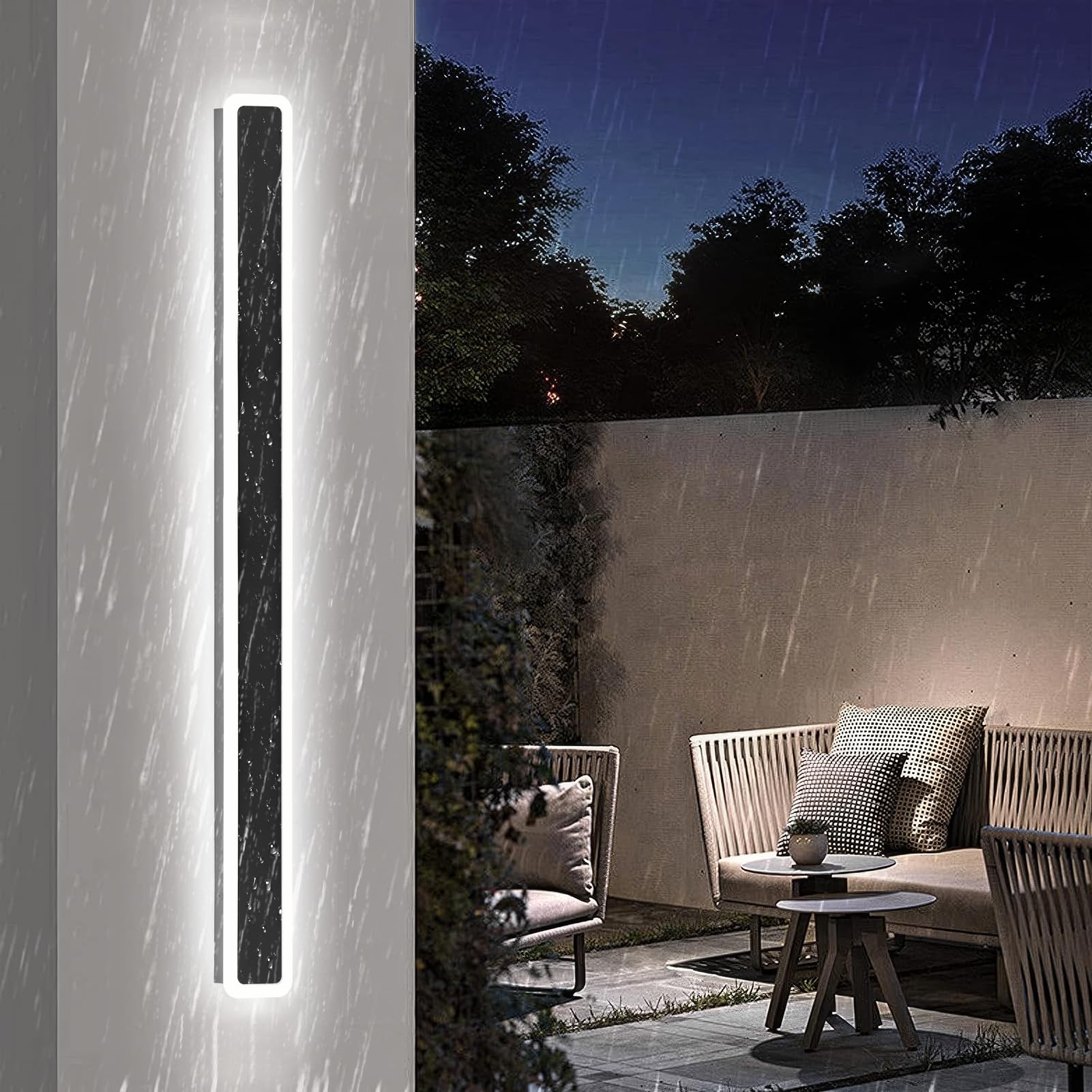 Viugreum 80cm Outdoor Wall Lights 2 Packs, 6500K Cold White Long Outside Indoor Wall Sconce Strip Lamp, IP65 Waterproof Wall Lighting Fixtures Exterior for Garden Living Room Patio Hallway Bar — image 1