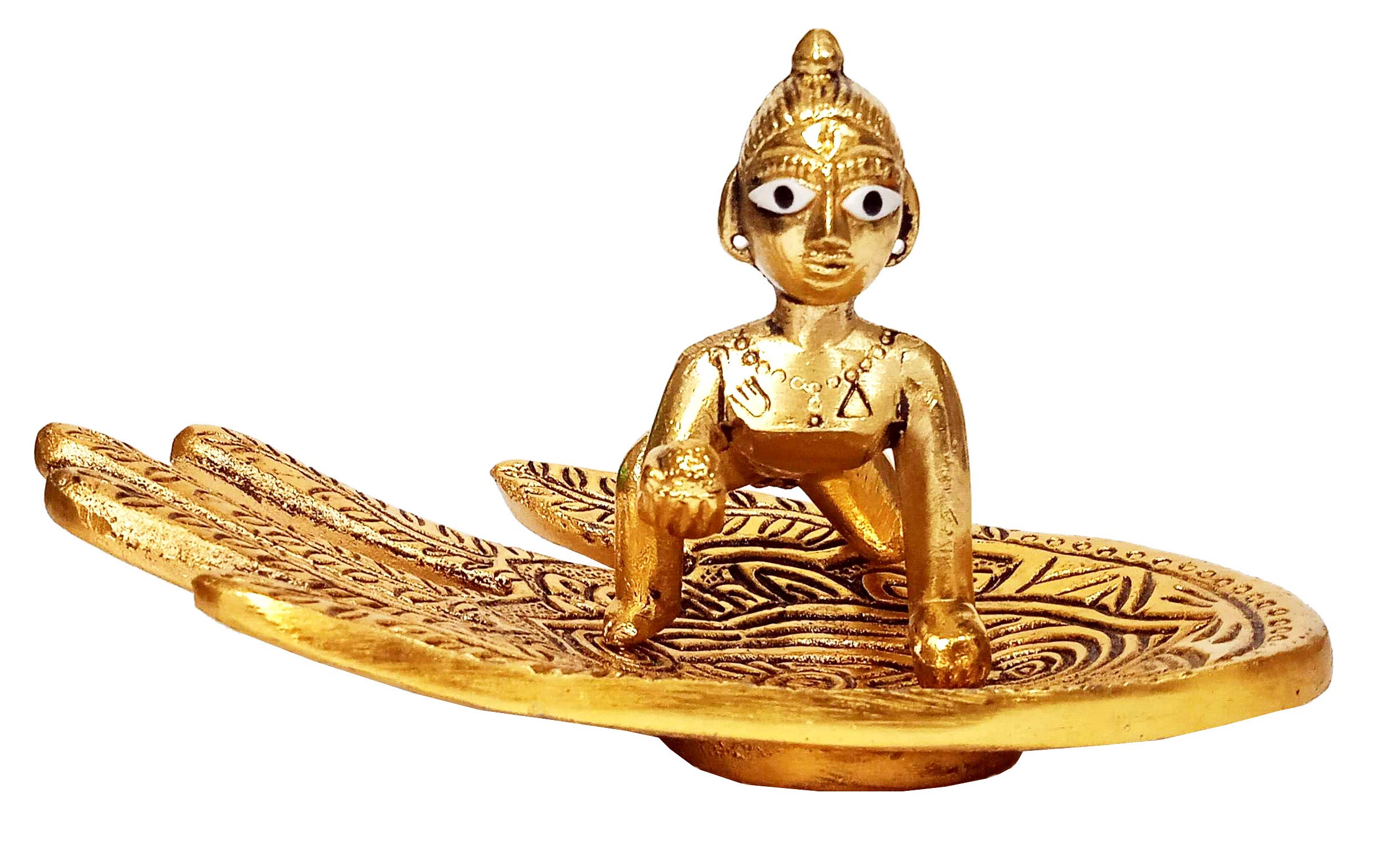 PurpledipMetal Statue Krishna Laddoo Gopal on Palm (12268)