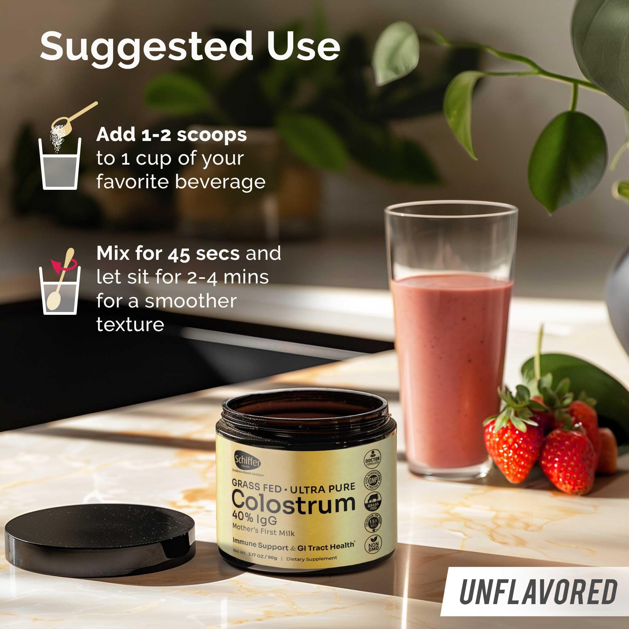 Premium Colostrum Supplement Highest IgG for Gut Health, Immune Support & Recovery Superfood, Anti-Age - Pure Grass-Fed Bovine Colostrum Powder - Mother’s First Milk, 60 Servings, Unflavored — Amazon image 5