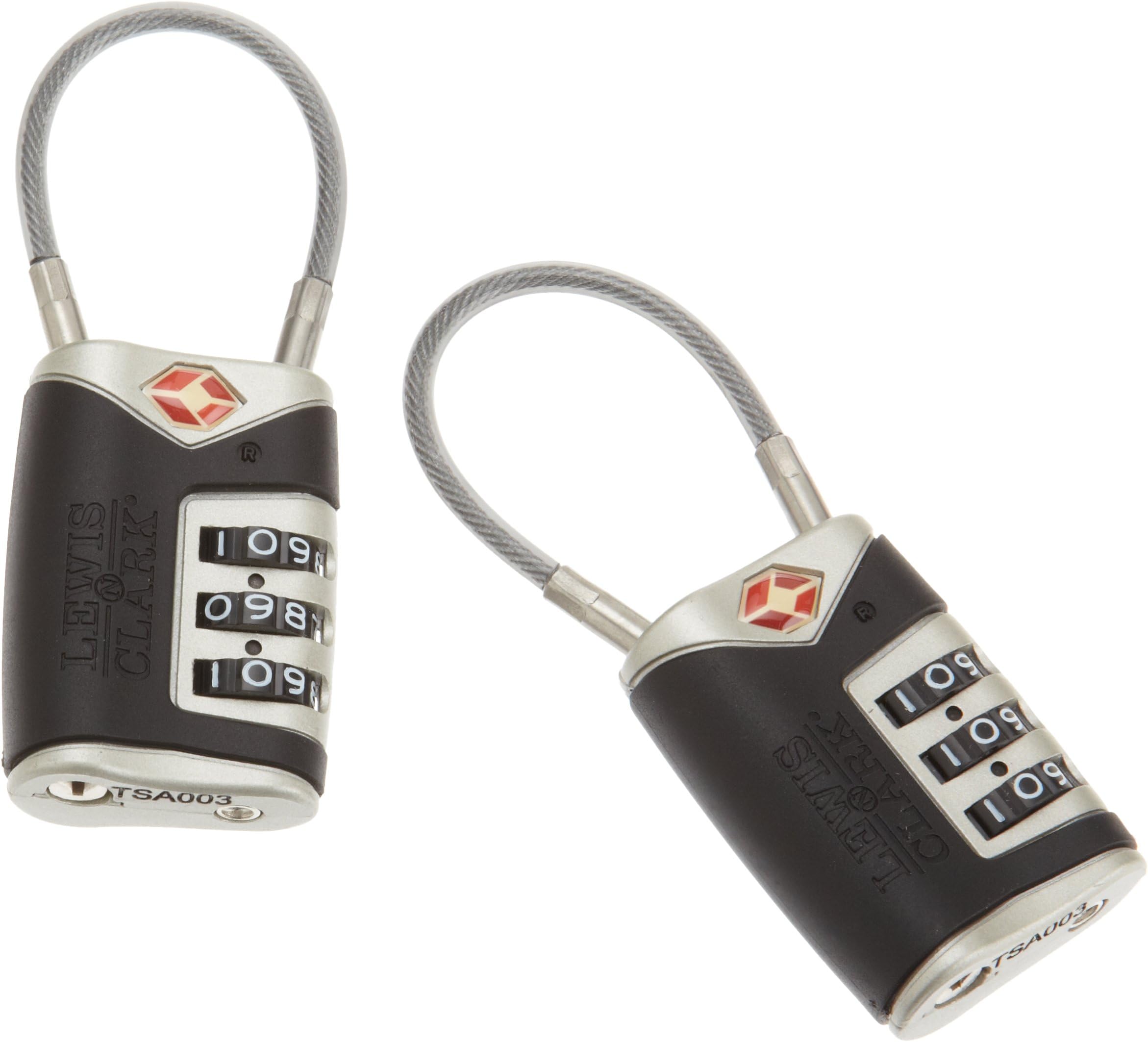 4014648 Lewis N Clark Travel Sentry Cable Lock 2 Pack black