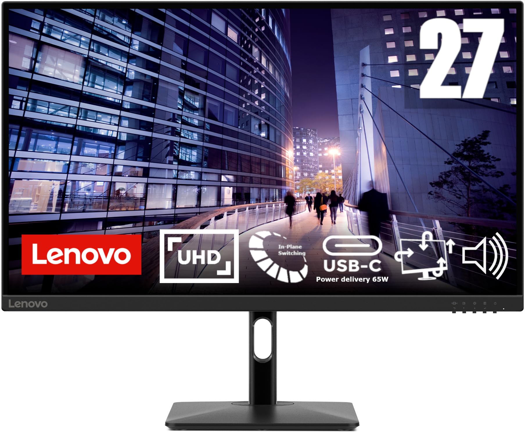 Lenovo N27p 27 Inch IPS UHD 4K 60Hz 4ms Monitor with Eyesafe With