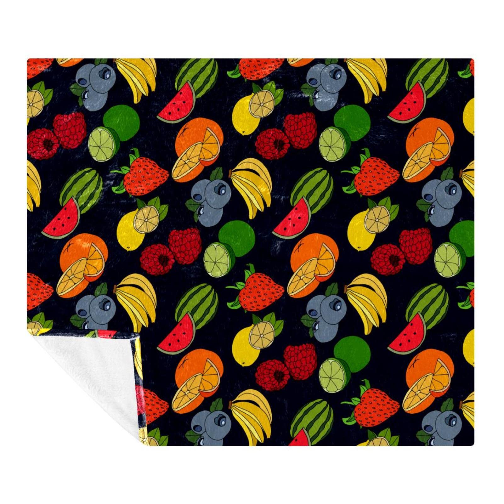 Couverture polaire fruits pastèque et fraise pour lit et canapé