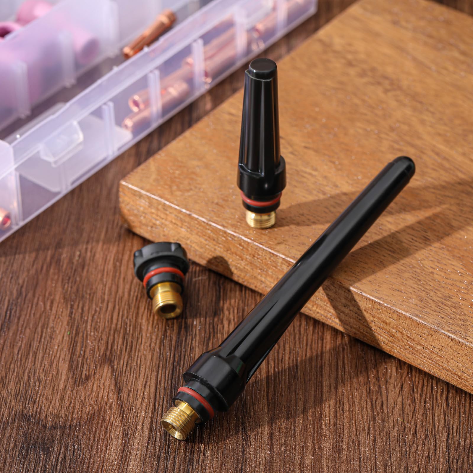 Shimeyao 53 piezas de consumibles de antorcha de soldadura Tig, pinzas de alúmina de cerámica, 10 vasos de vidrio, accesorios para Wp-17/18/26