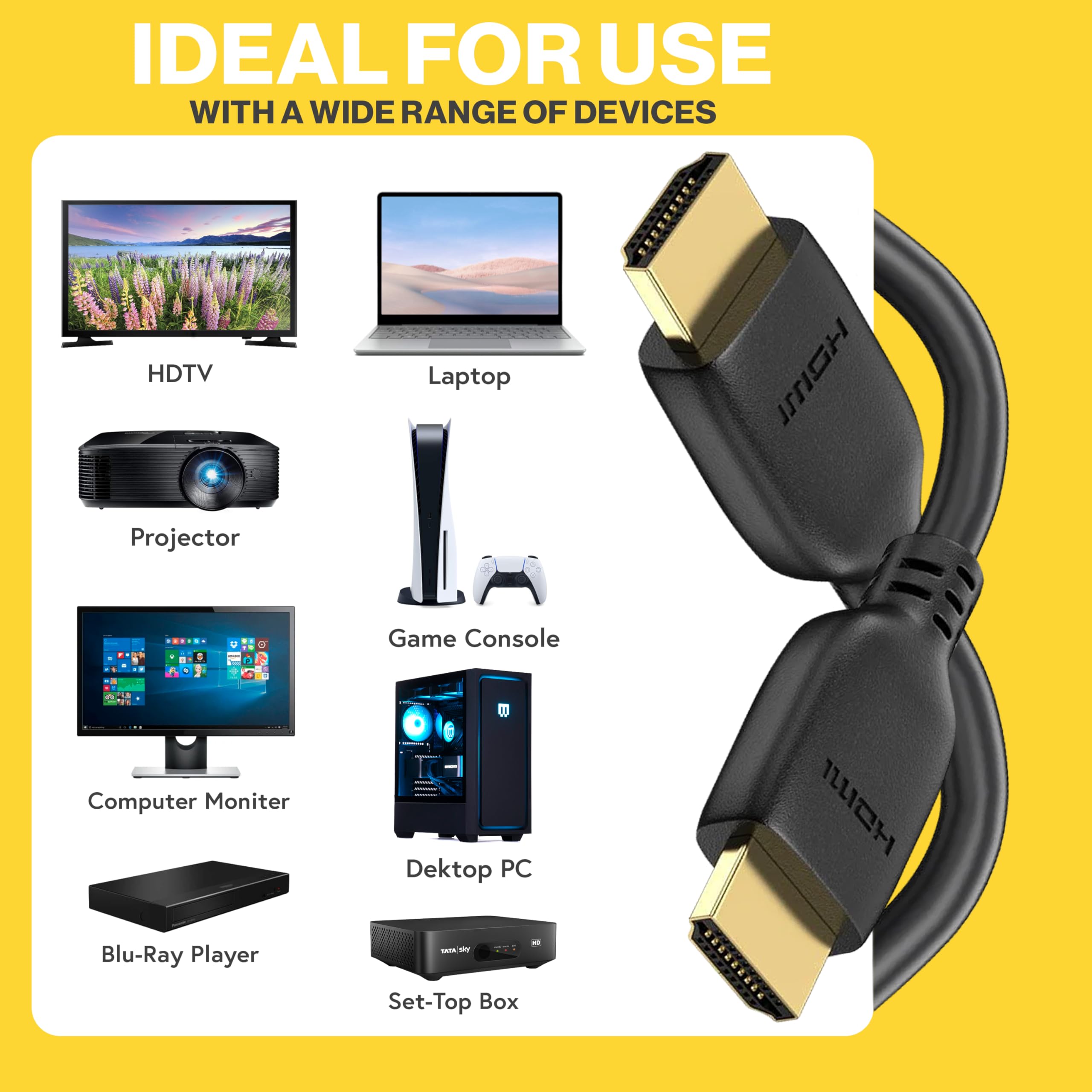 BRENDAZ Paquete de 10 cables HDMI 2.1 8K, cable HDMI de ultra alta velocidad de 48 Gbps, soporta 8K a 60Hz y 4K a 120Hz, compatible con PS5, PS4, Xbox Series X/S, Nintendo Switch, GPU AMD Radeon, 10