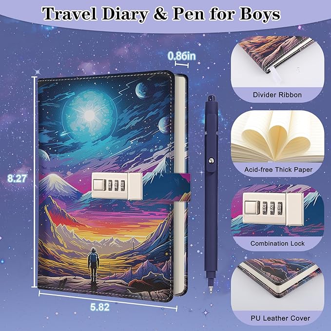 Diario con Candado para Niños Aventura - Cuaderno A5 162 Páginas miniatura 2