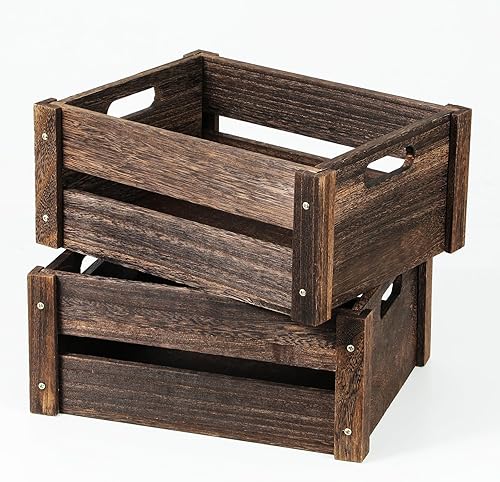 Cajas de madera, caja de madera de granja para almacenamiento con asas, cajas de madera maciza para exhibición, caja de madera duradera, cajas de