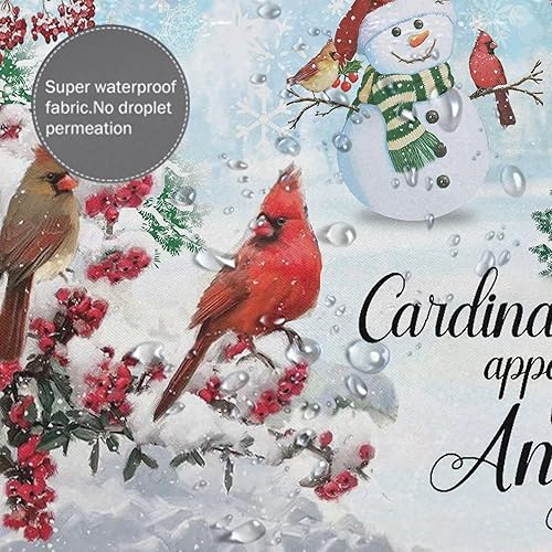Miniatura 4 de Juego de 4 cortinas de ducha de pájaros cardenales rojos con alfombras, cubierta de tapa de inodoro, cortina de ducha de Navidad con 12 ganchos,