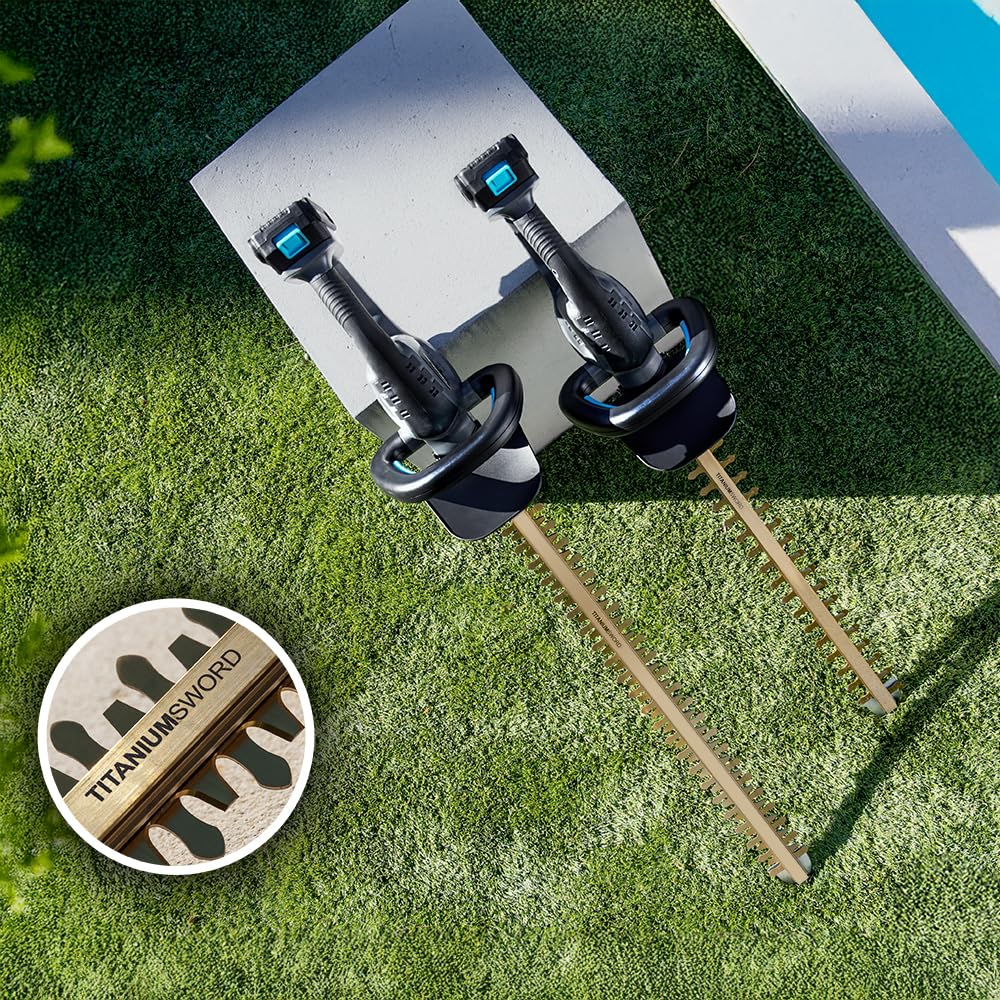 Cecotec Akumulatorowe nożyce do żywopłotu o długości cięcia do 61 cm TitaniumSword 6100 XL Freemove. akumulator 21 V, silnik bezszczotkowy, ostrza tytanu, odgałęzienia do 16 mm, system bezpieczeństwa