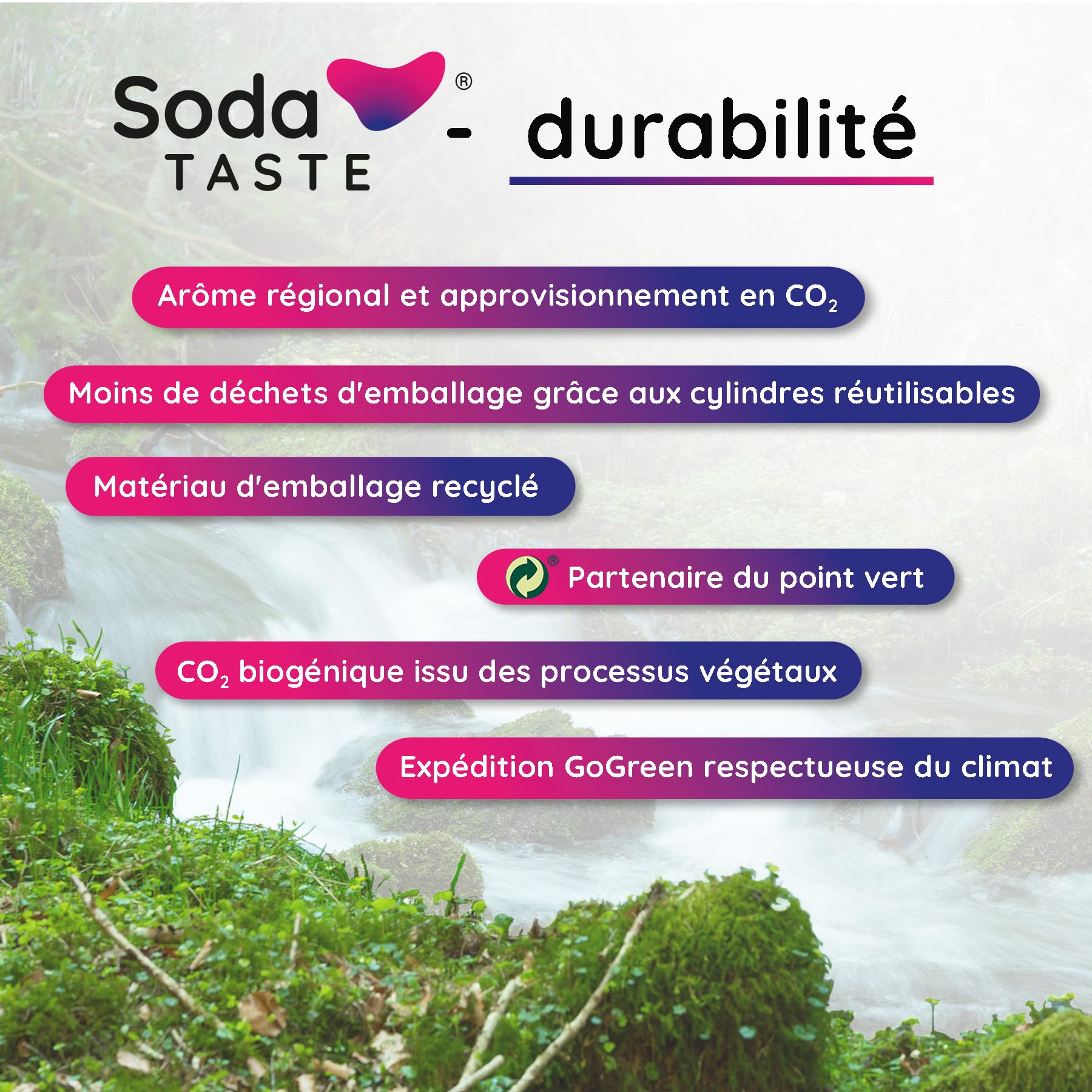 Pack économique : Mysoda Woody - Purificateur d'eau en bois composite renouvelable avec bouteille en plastique de 1 L sans BPA, cylindre de CO2 Classic + cylindre de CO2 Pomme (Blanc)